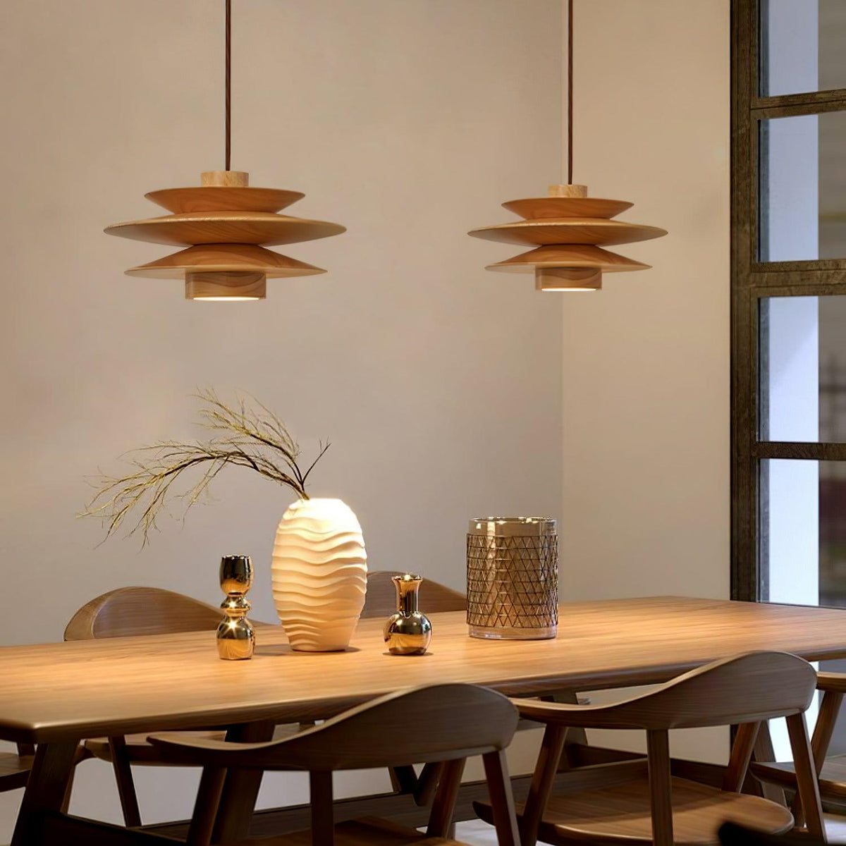 Marshire Wooden Disc Pendant Light