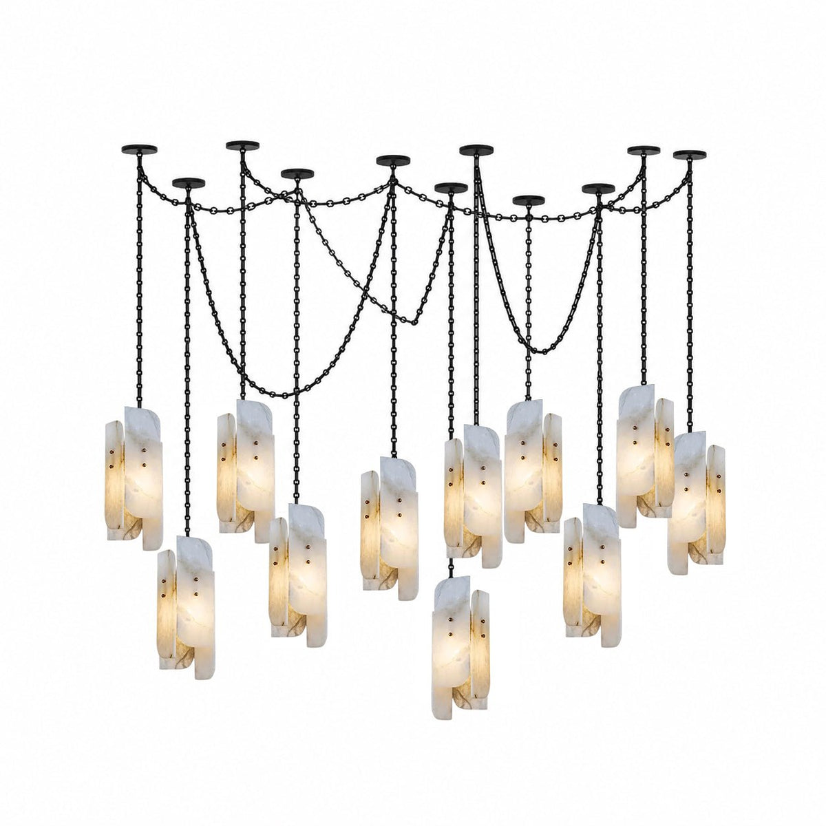 Aurevian Cascading Chain Cluster Chandelier