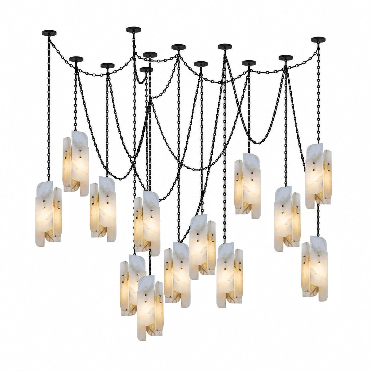 Aurevian Cascading Chain Cluster Chandelier