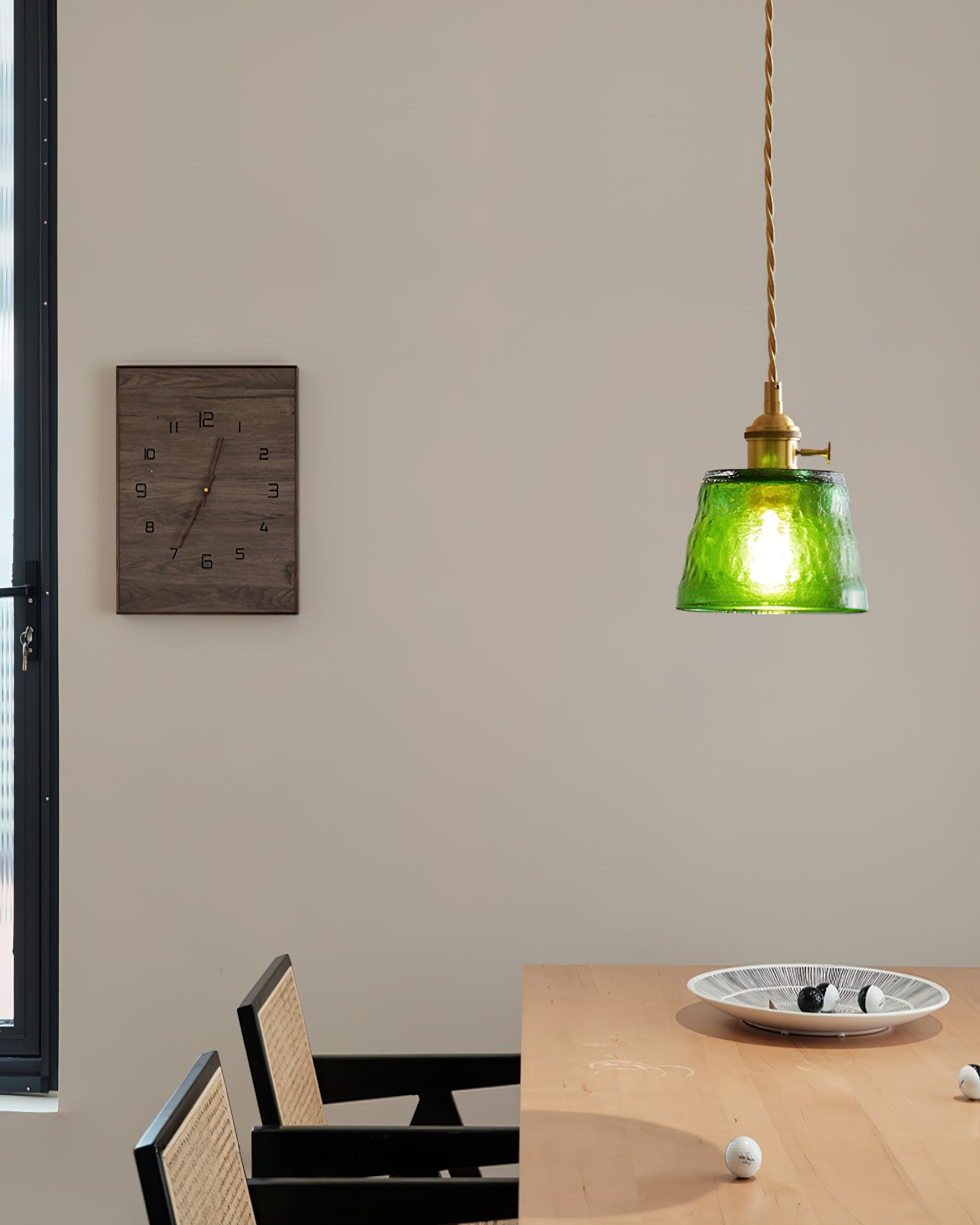 Pendant Lamp Brass and Glass Textured Shade Artisan Vintage Accent - Neutral Decor