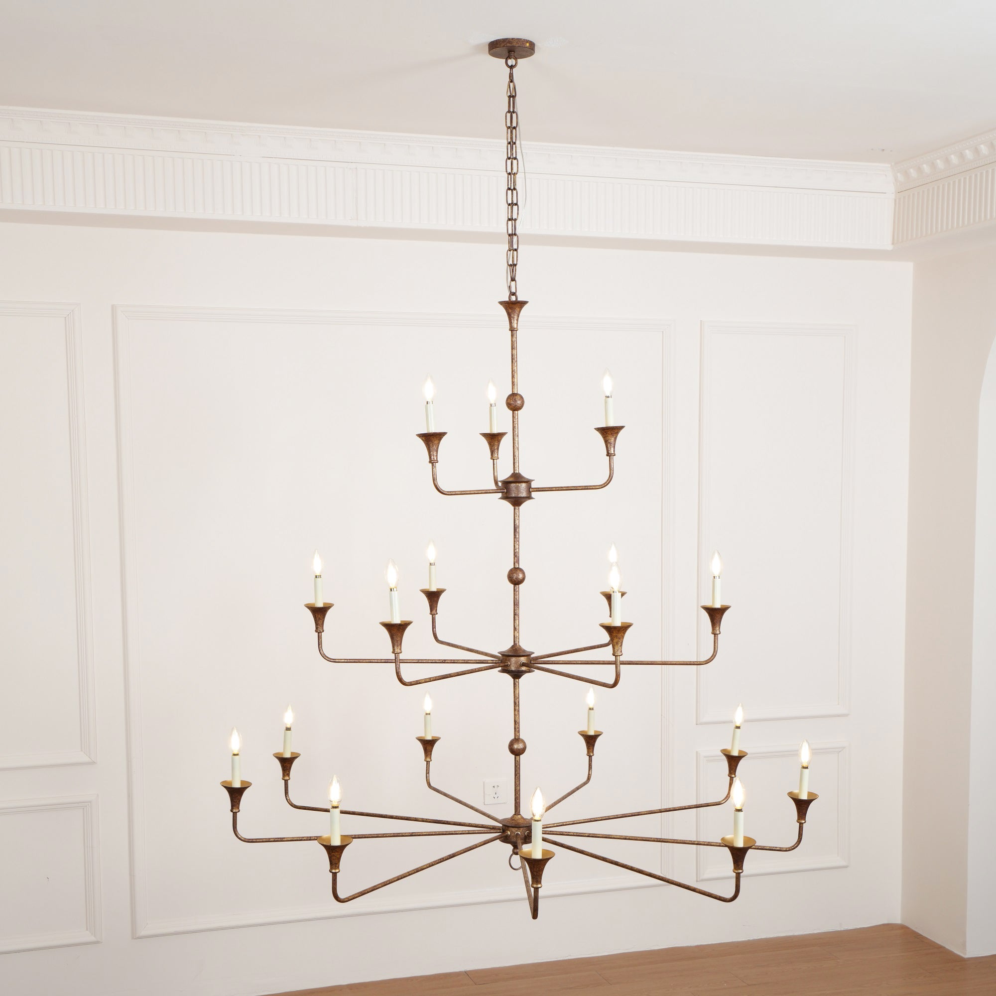 Wisp Grande Vintage Industrial Bronze Chandelier - Neutral Decor
