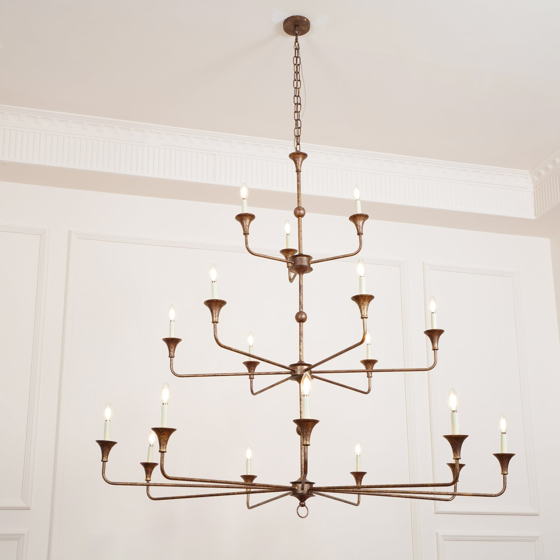 Wisp Grande Vintage Industrial Bronze Chandelier - Neutral Decor