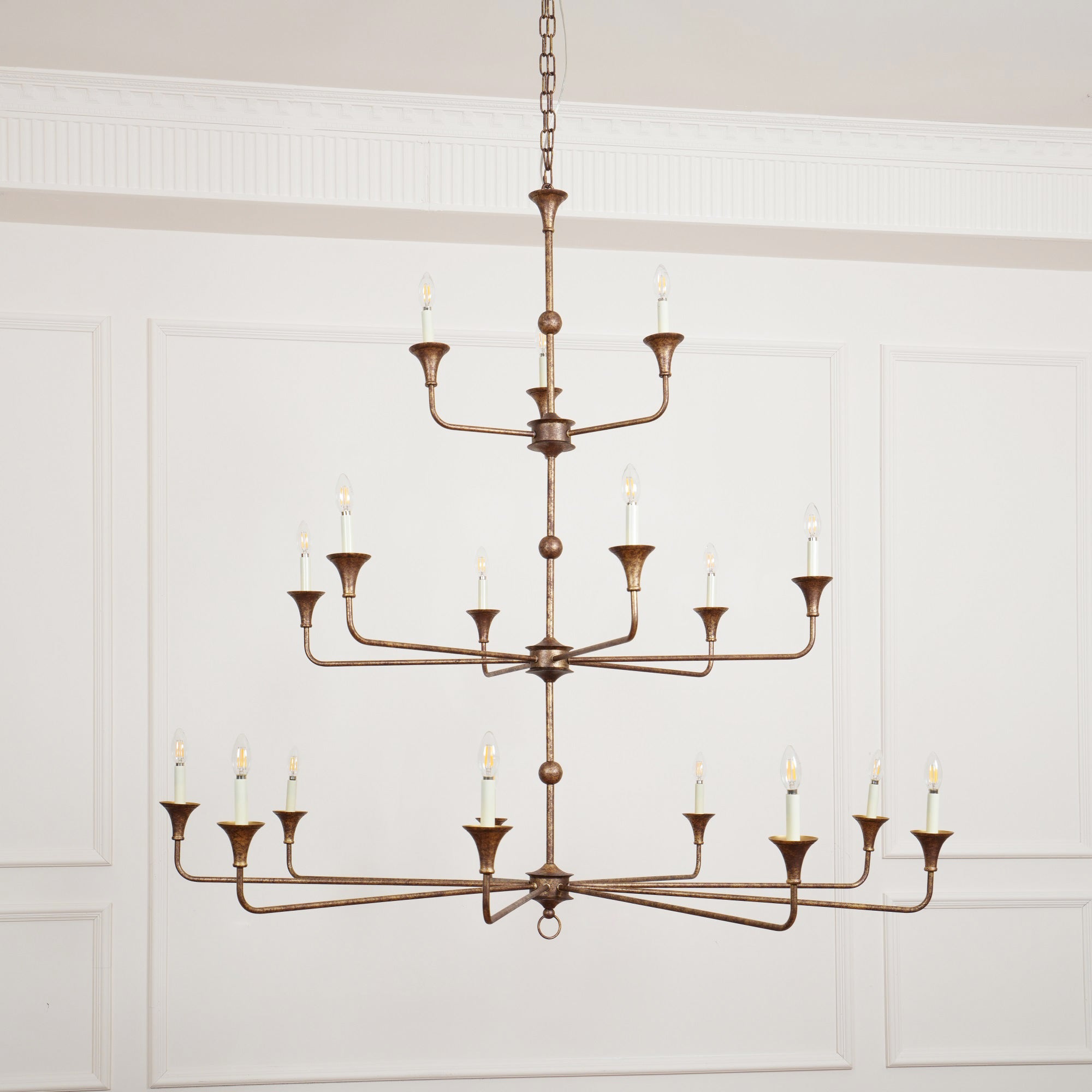 Wisp Grande Vintage Industrial Bronze Chandelier - Neutral Decor
