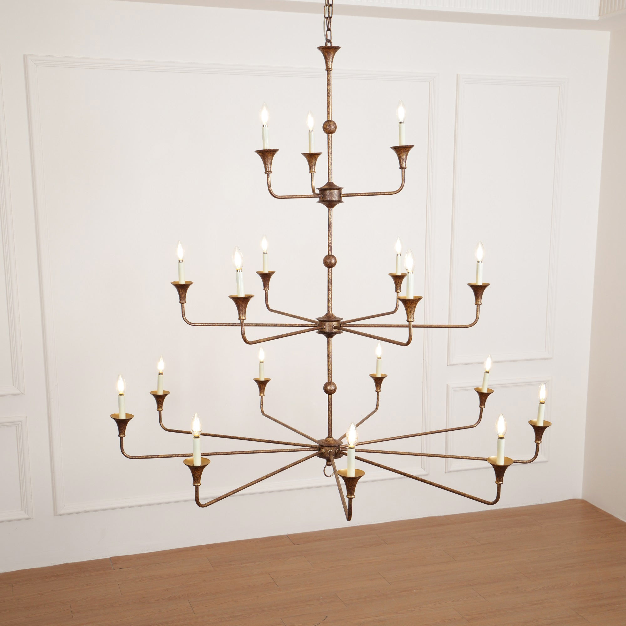 Wisp Grande Vintage Industrial Bronze Chandelier - Neutral Decor
