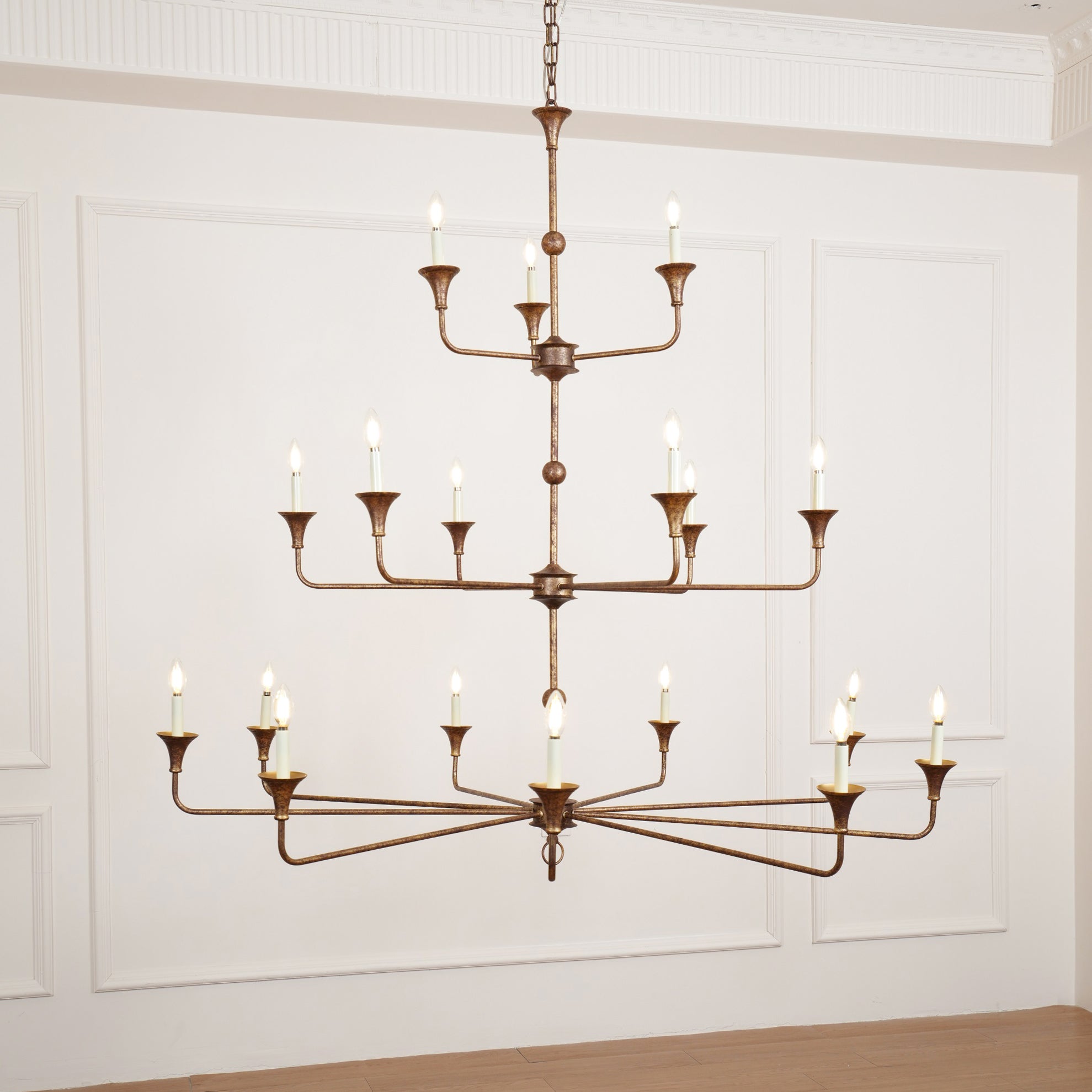 Wisp Grande Vintage Industrial Bronze Chandelier - Neutral Decor