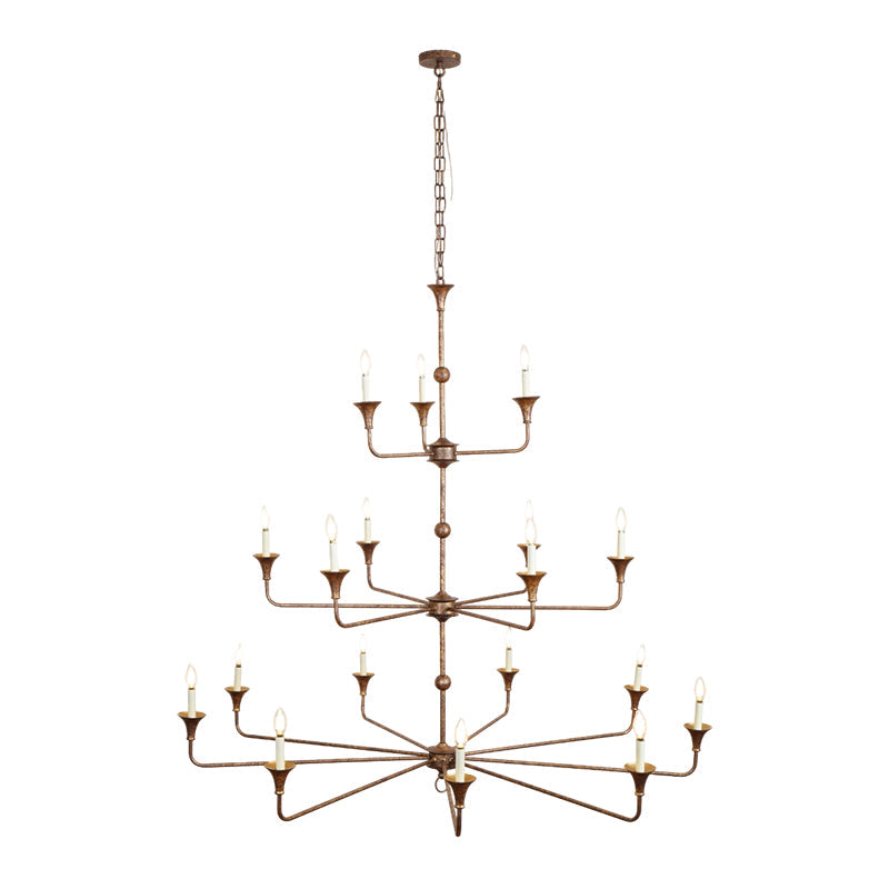 Wisp Grande Vintage Industrial Bronze Chandelier - Neutral Decor