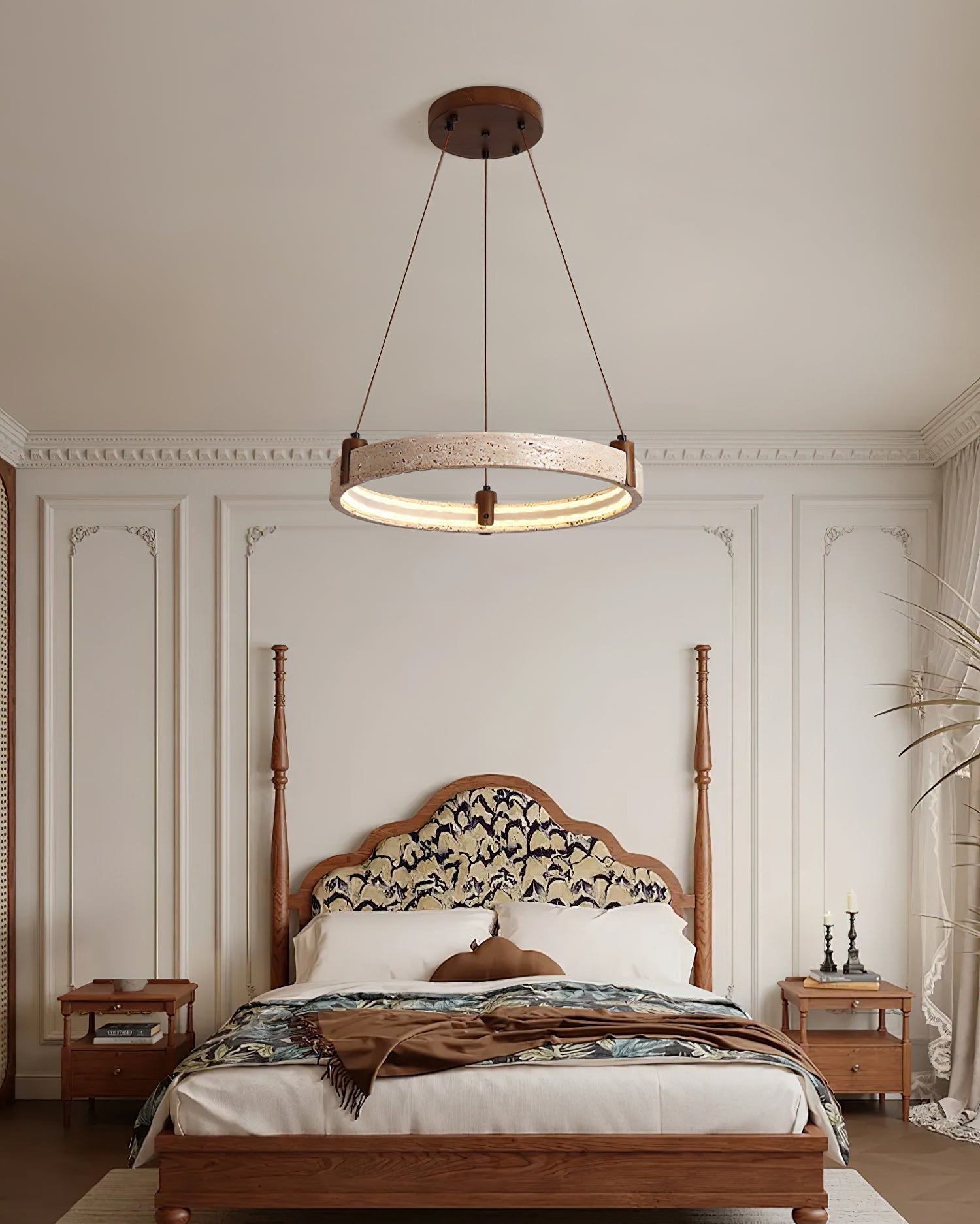Celestial Orbit Travertine Ring Chandelier