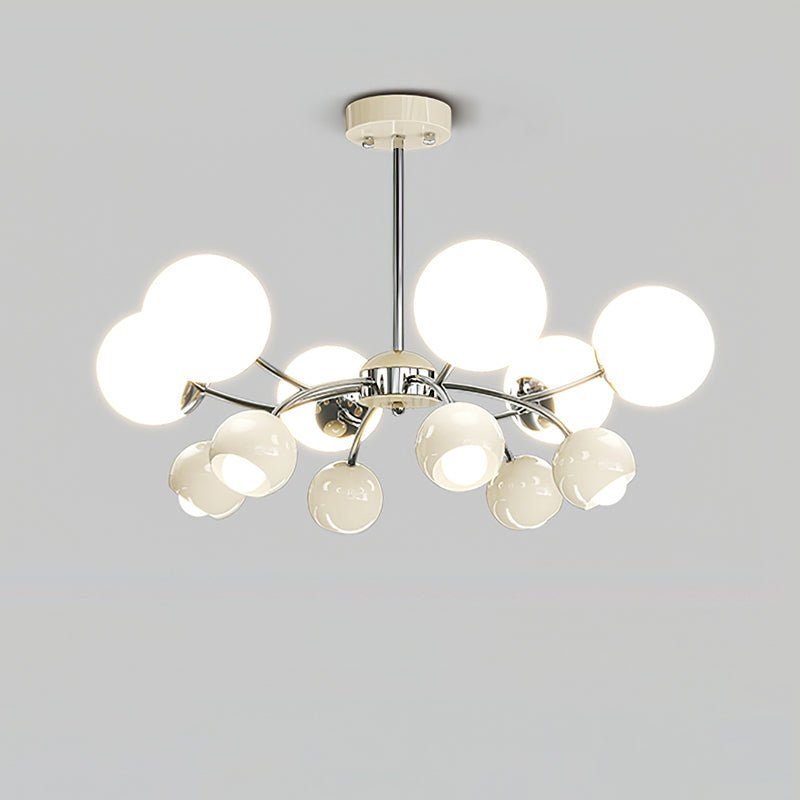 Noxiren Chandelier Chrome Red Cream Globe