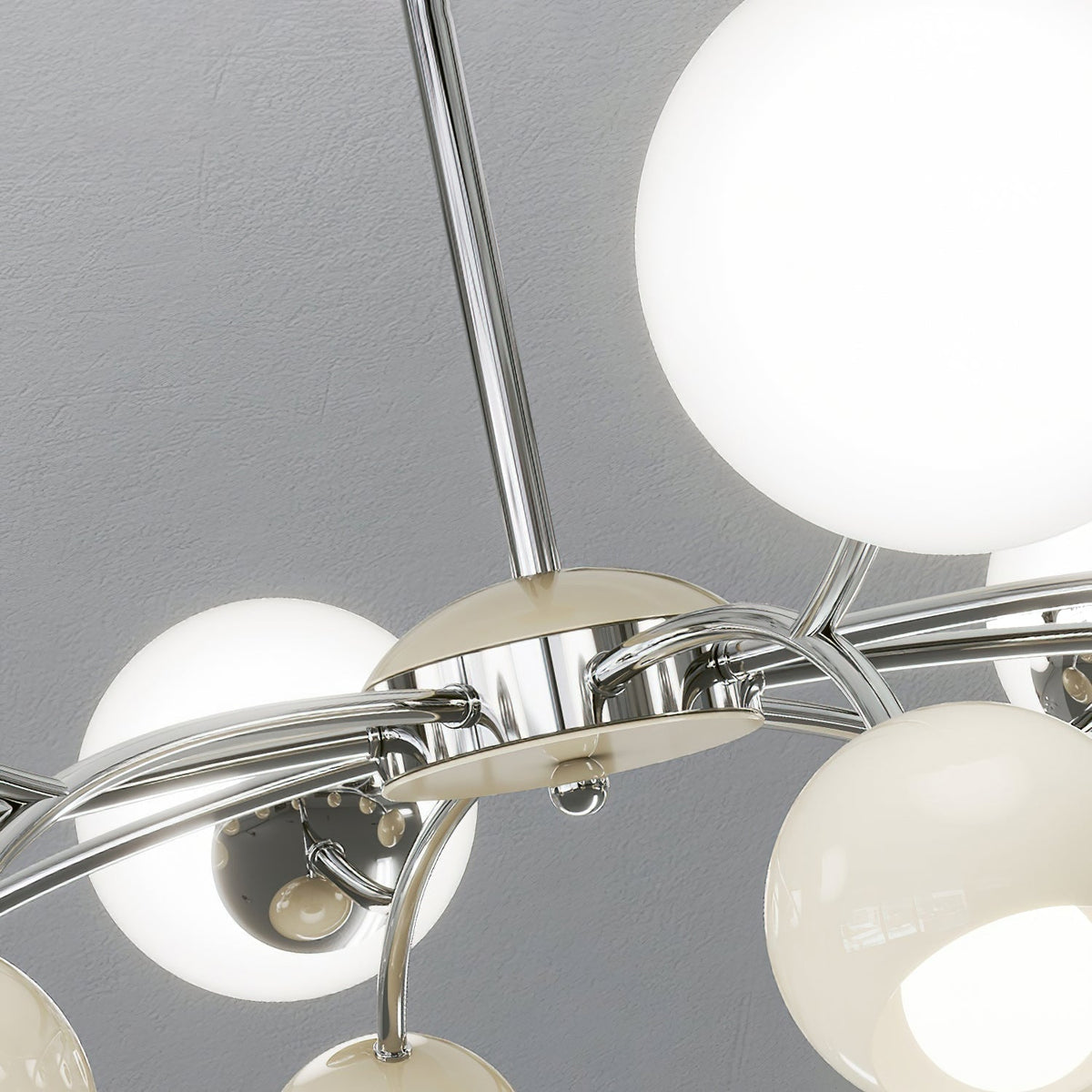 Noxiren Chandelier Chrome Red Cream Globe
