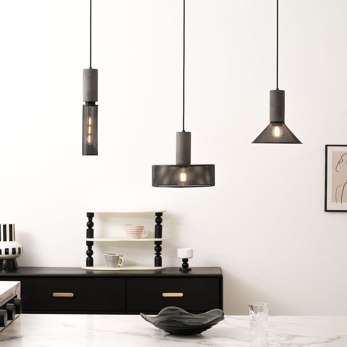 Bellwick Cement Mesh Pendant Light