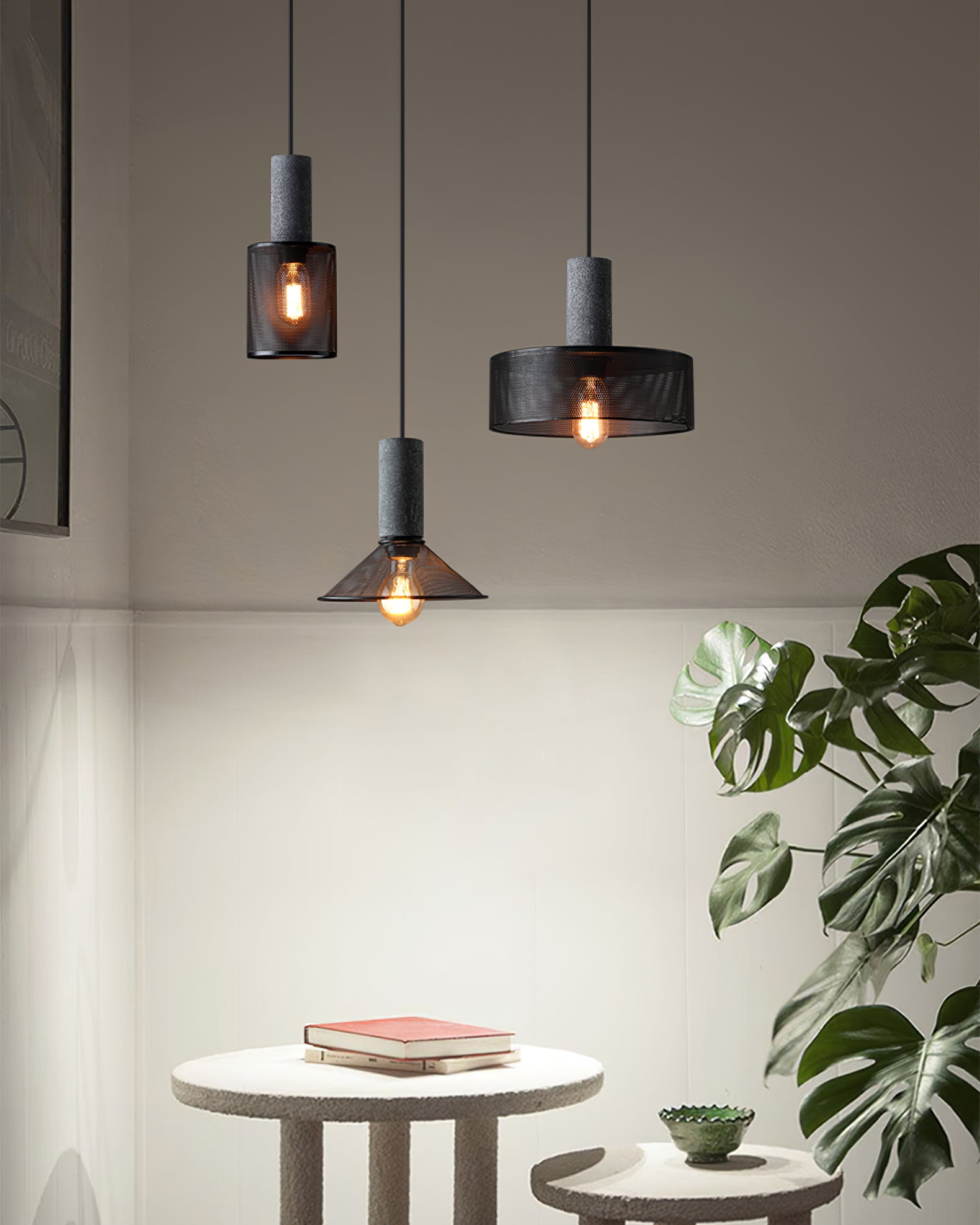 Hexa Cement Mesh Pendant Light