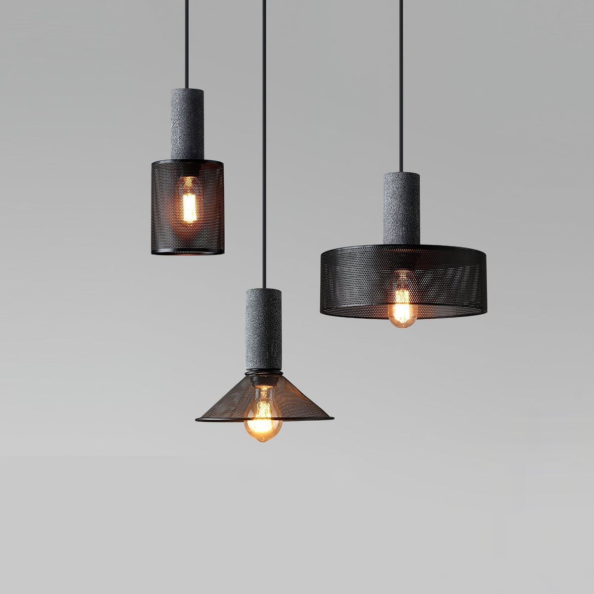 Hexa Cement Mesh Pendant Light