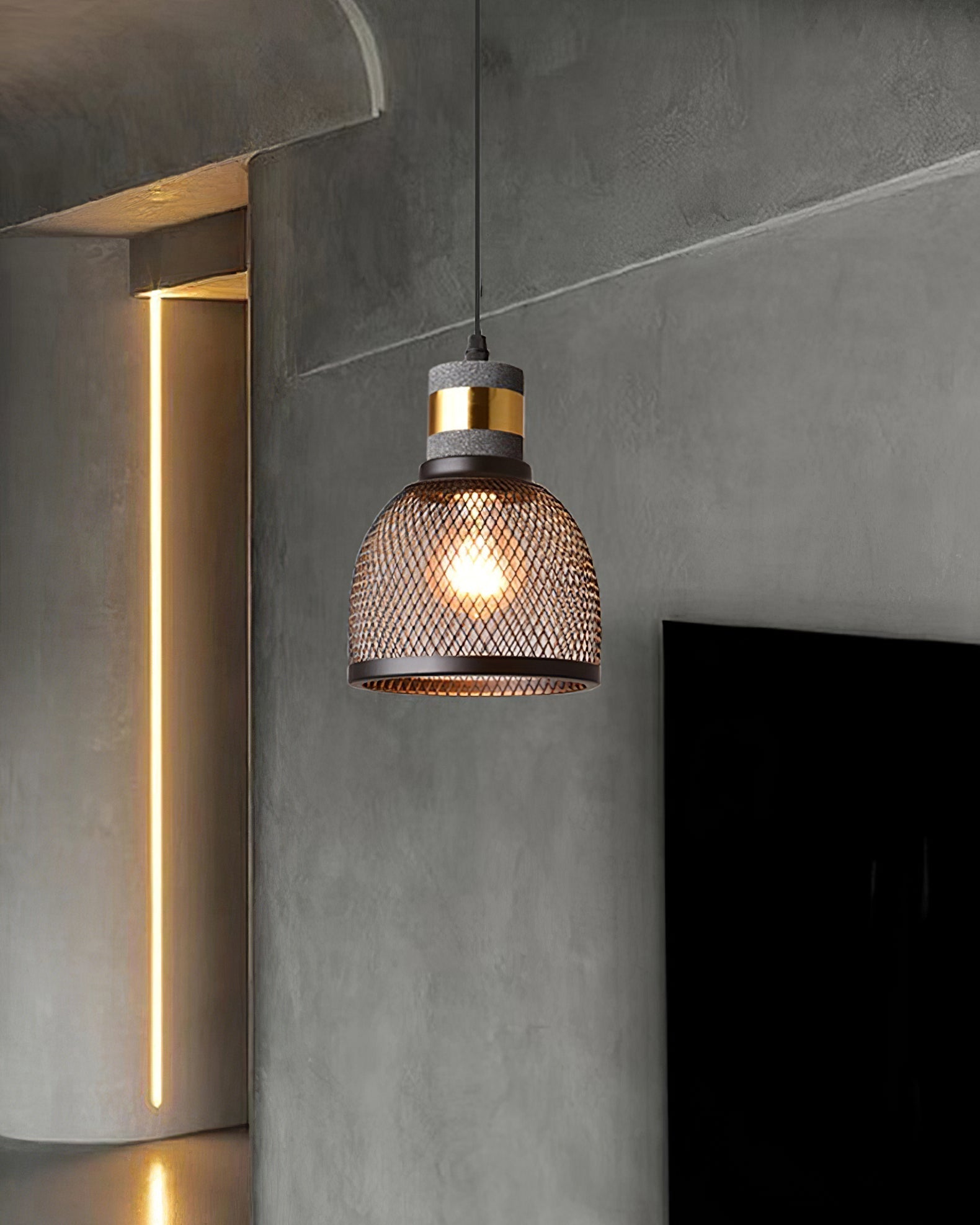 Hexa Cement Mesh Pendant Light