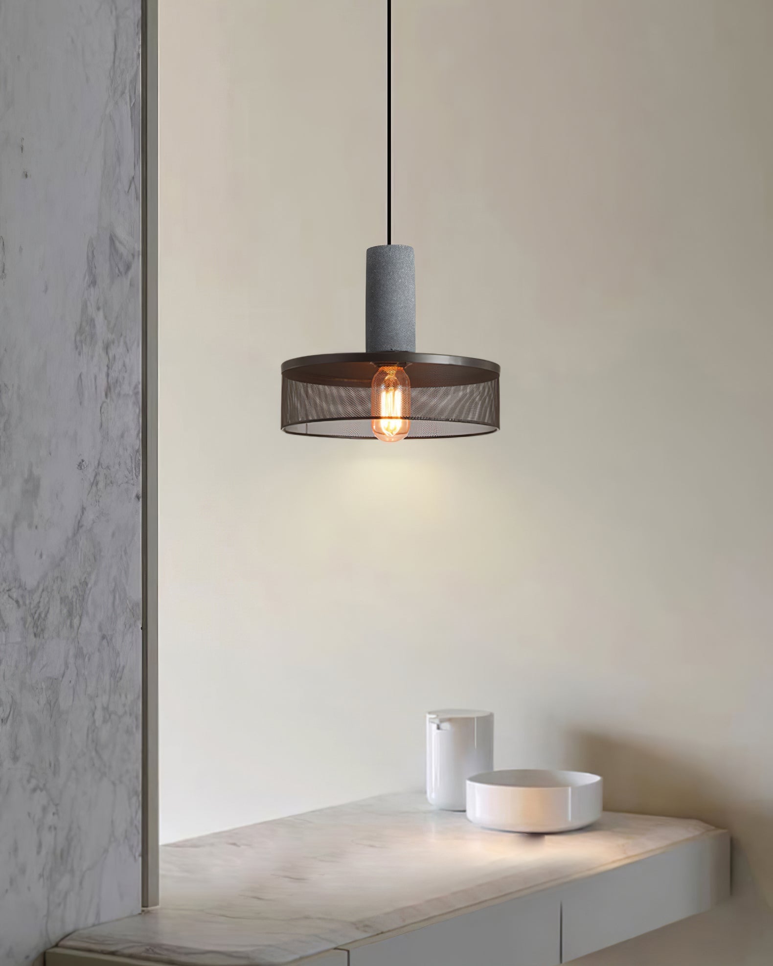 Bellwick Cement Mesh Pendant Light