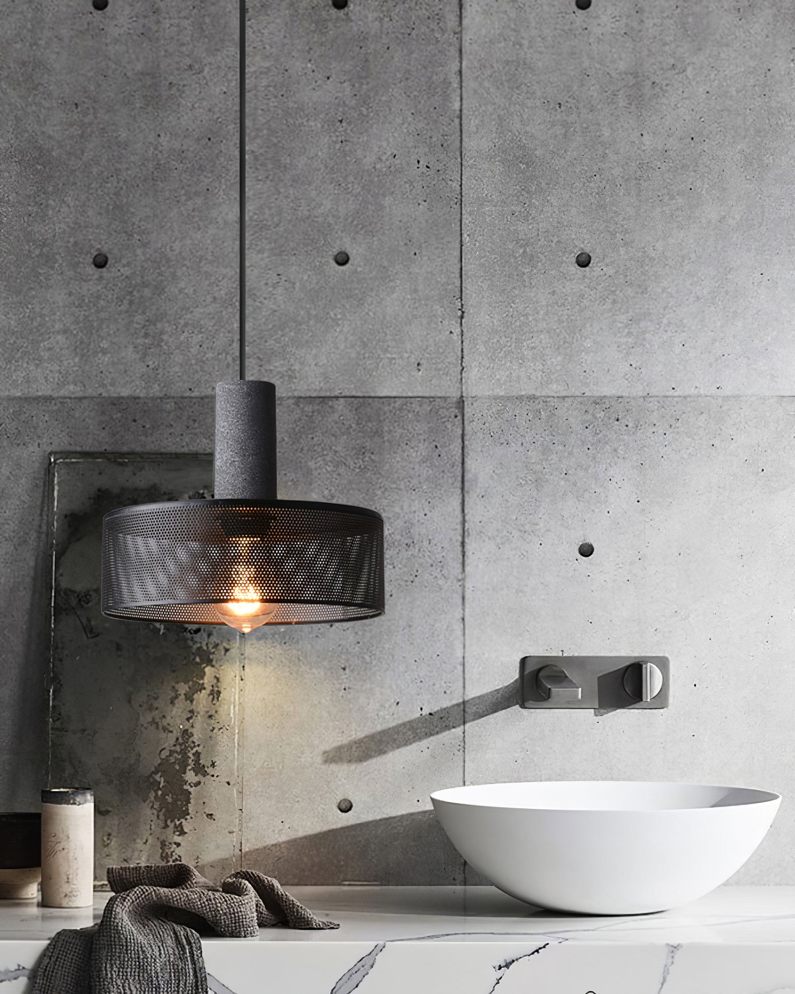 Hexa Cement Mesh Pendant Light