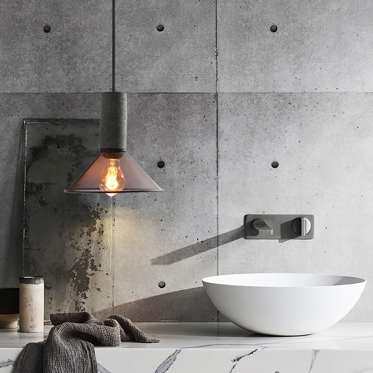 Hexa Cement Mesh Pendant Light