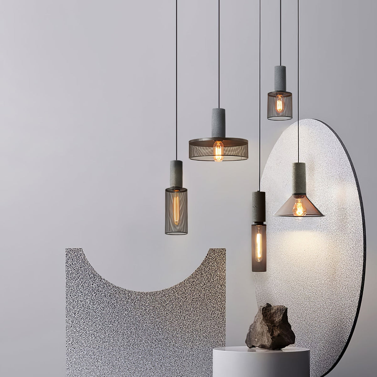Hexa Cement Mesh Pendant Light