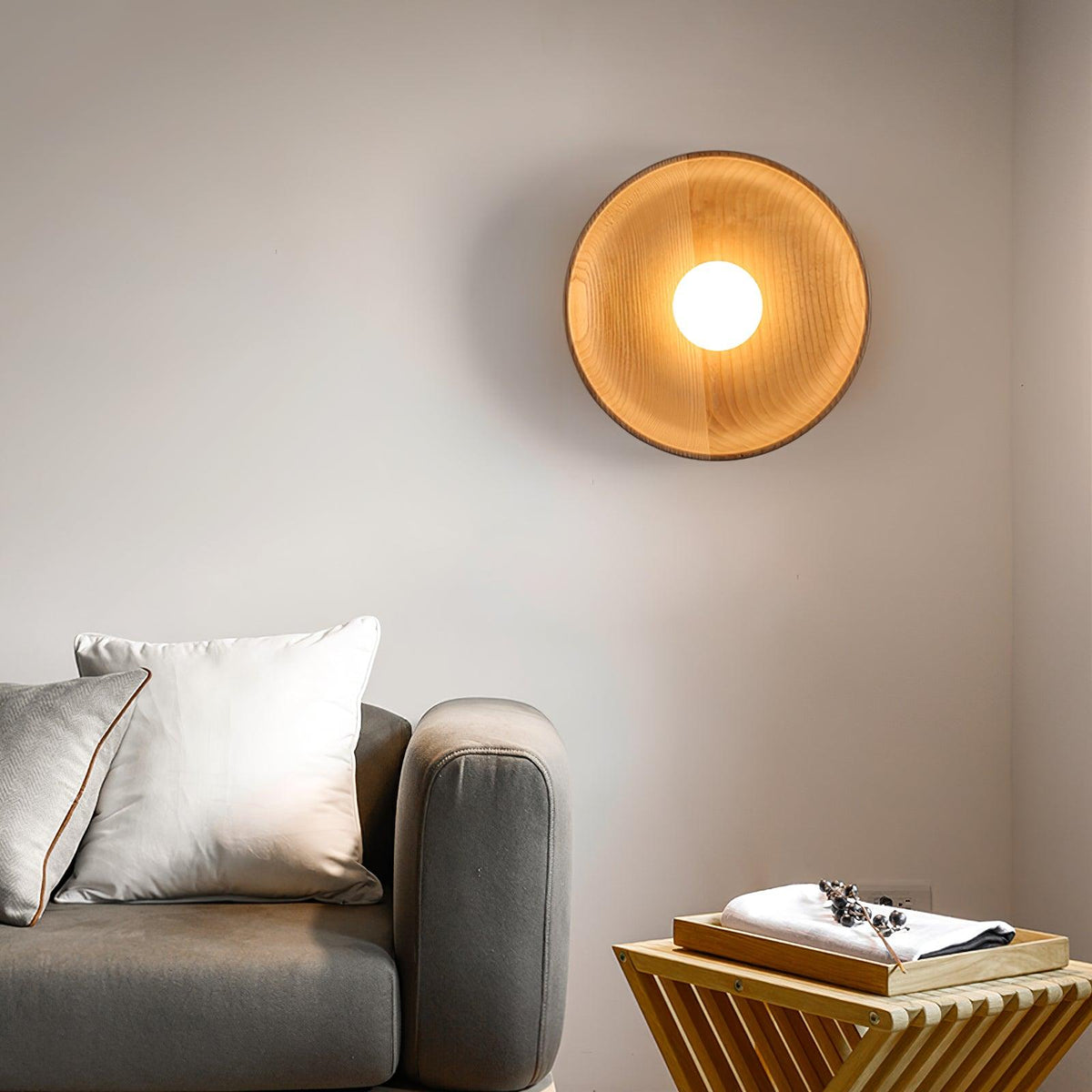 Sirixa Modern Minimalist Glass Wood Wall Lamp