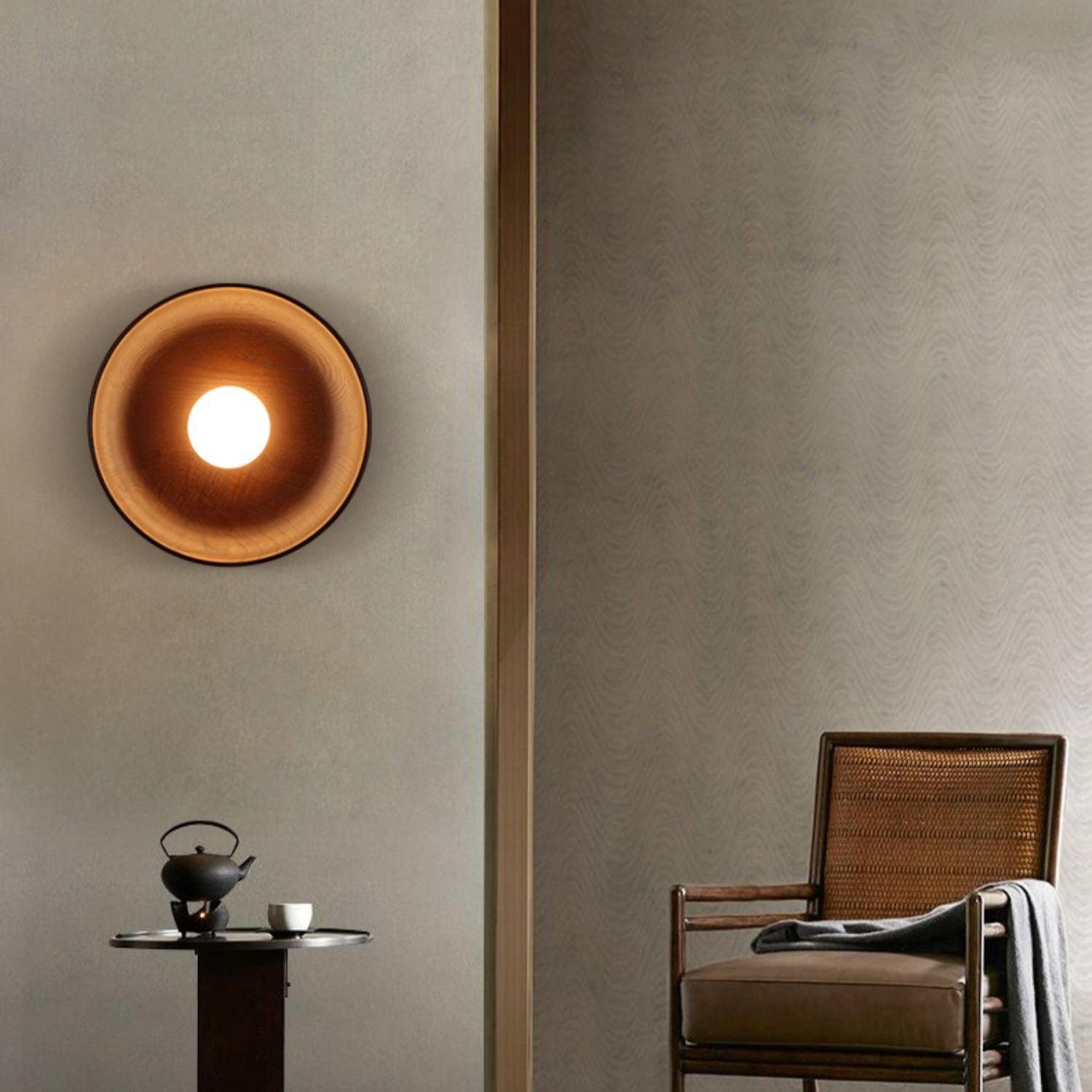 Sirixa Modern Minimalist Glass Wood Wall Lamp