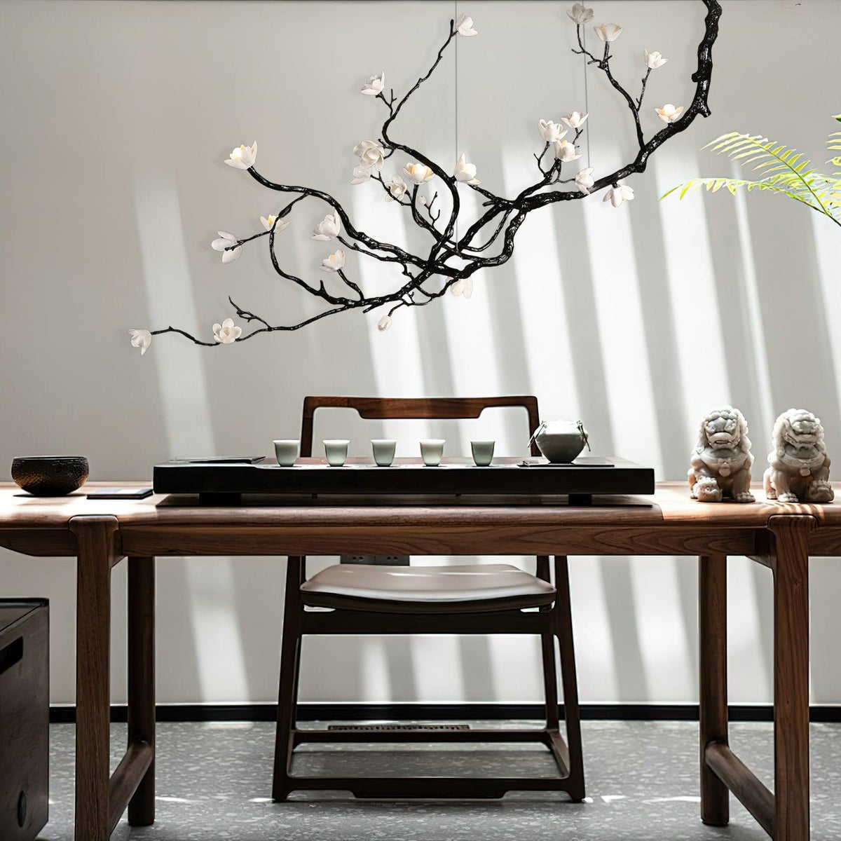 Fioeiel Chandelier Ceramic Flower Black Branch