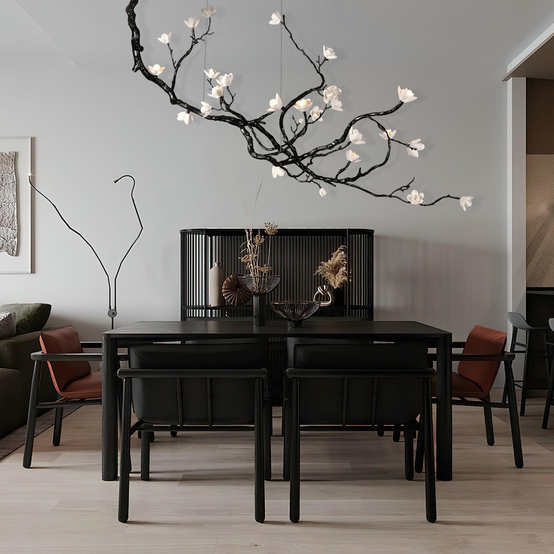 Fioeiel Chandelier Ceramic Flower Black Branch