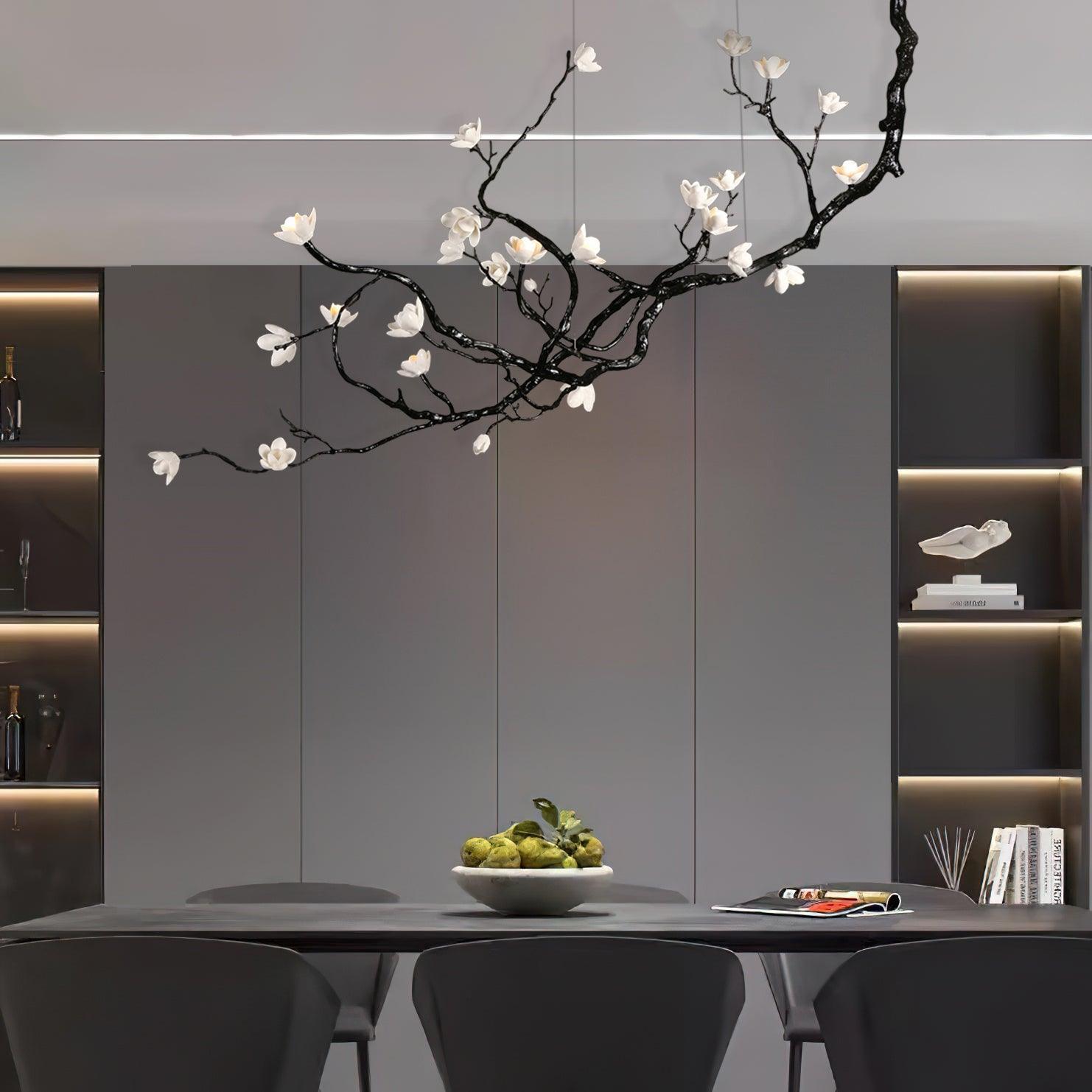 Fioeiel Chandelier Ceramic Flower Black Branch