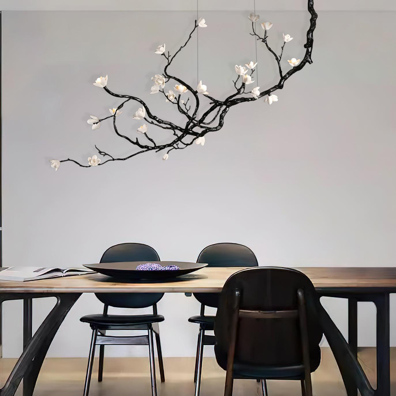 Fioeiel Chandelier Ceramic Flower Black Branch