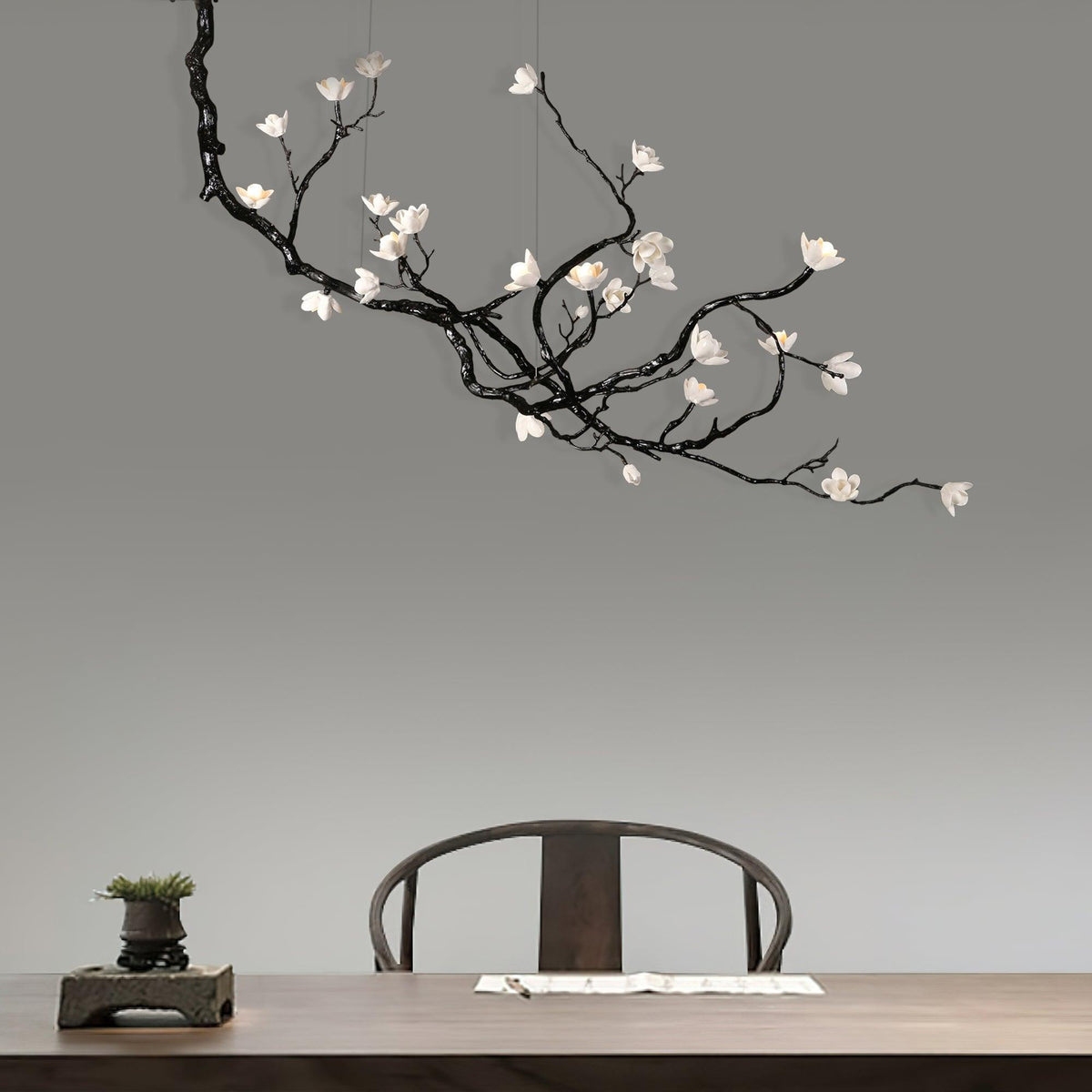 Fioeiel Chandelier Ceramic Flower Black Branch