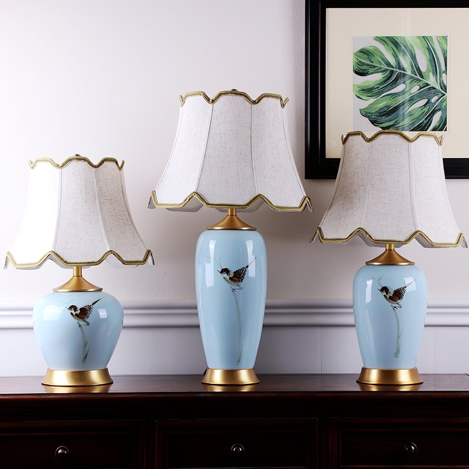 Sparrow Oriental Ceramic Desk Lamp