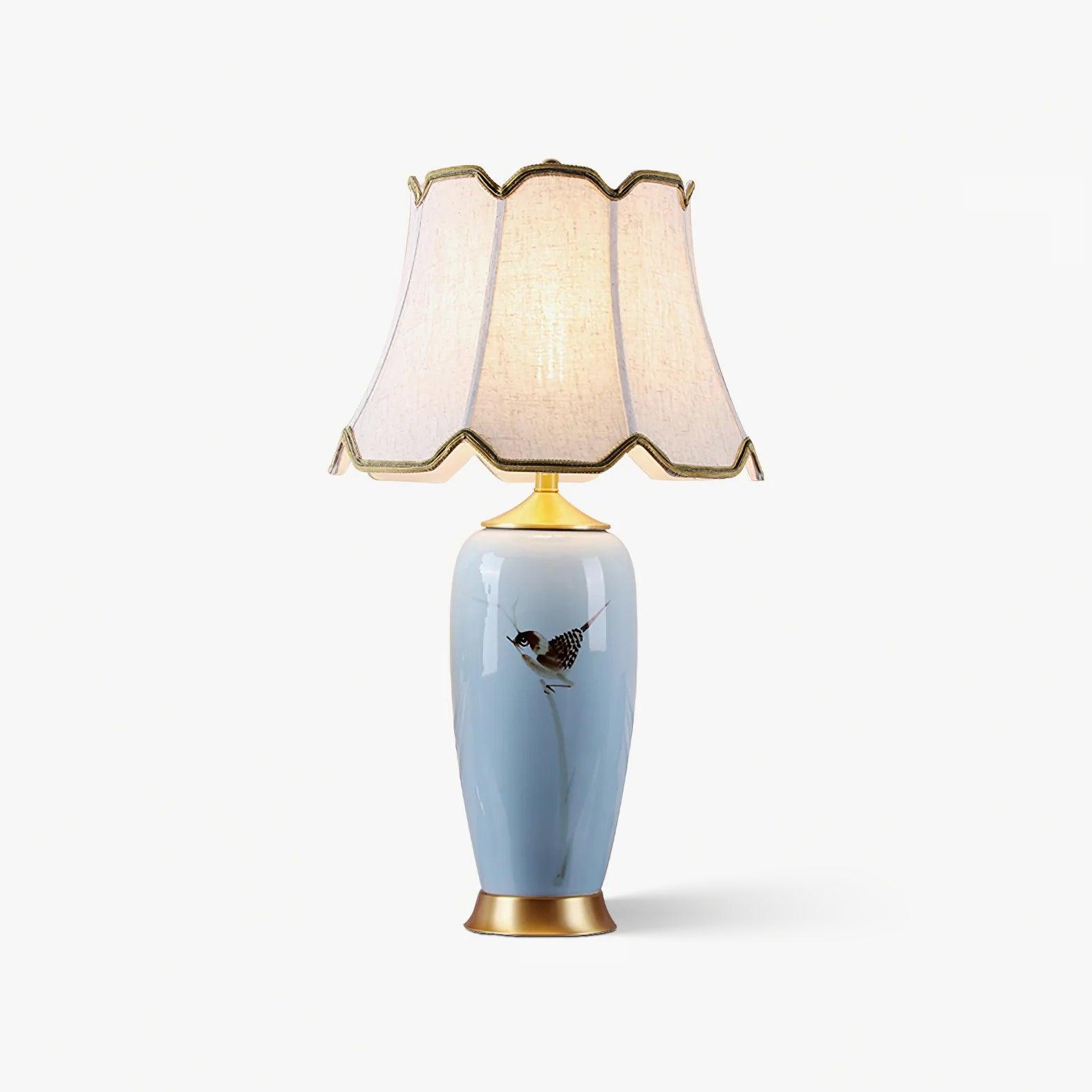 Sparrow Oriental Ceramic Desk Lamp