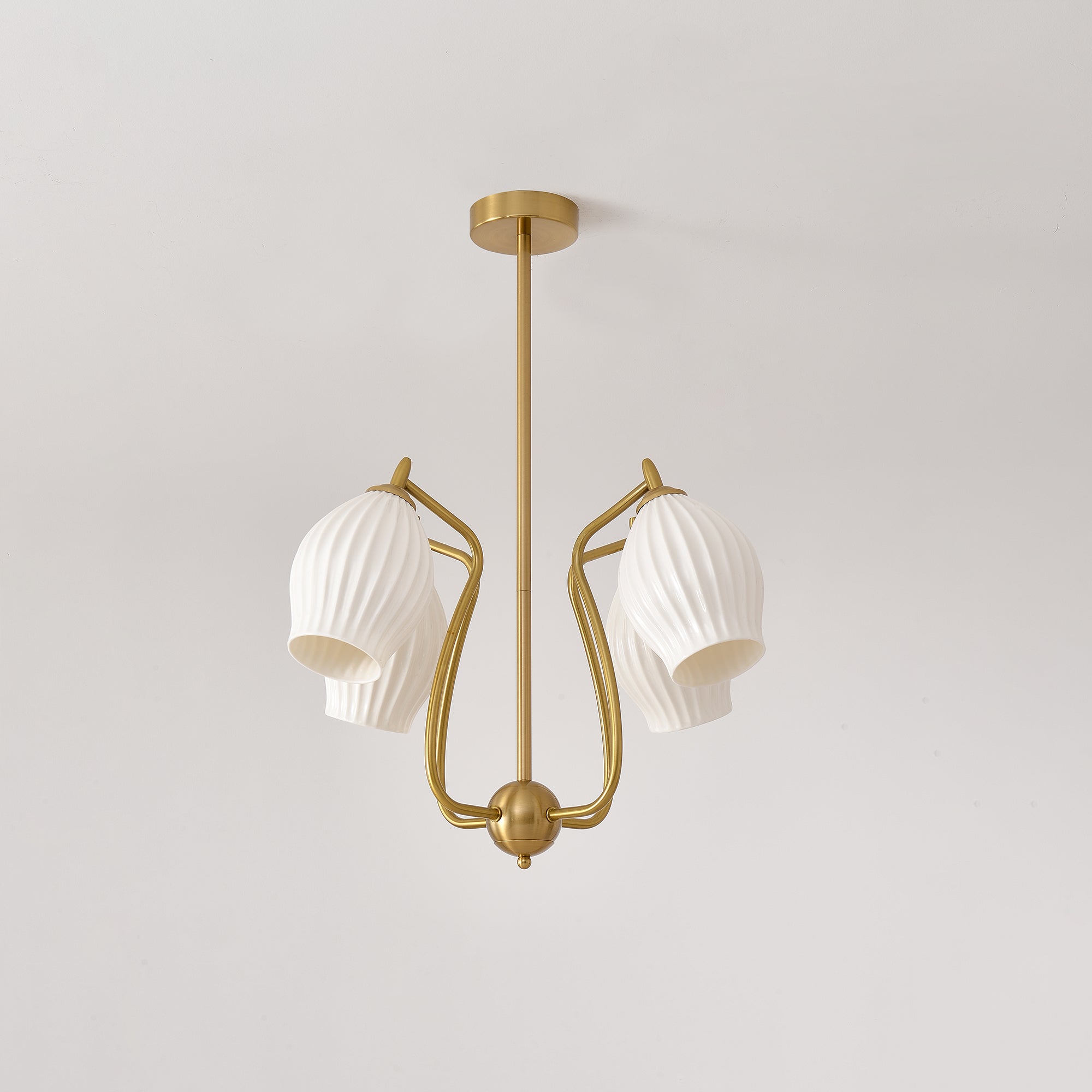 Pravin Chandelier Ceramic Ribbed Sculptural Glass Elegant