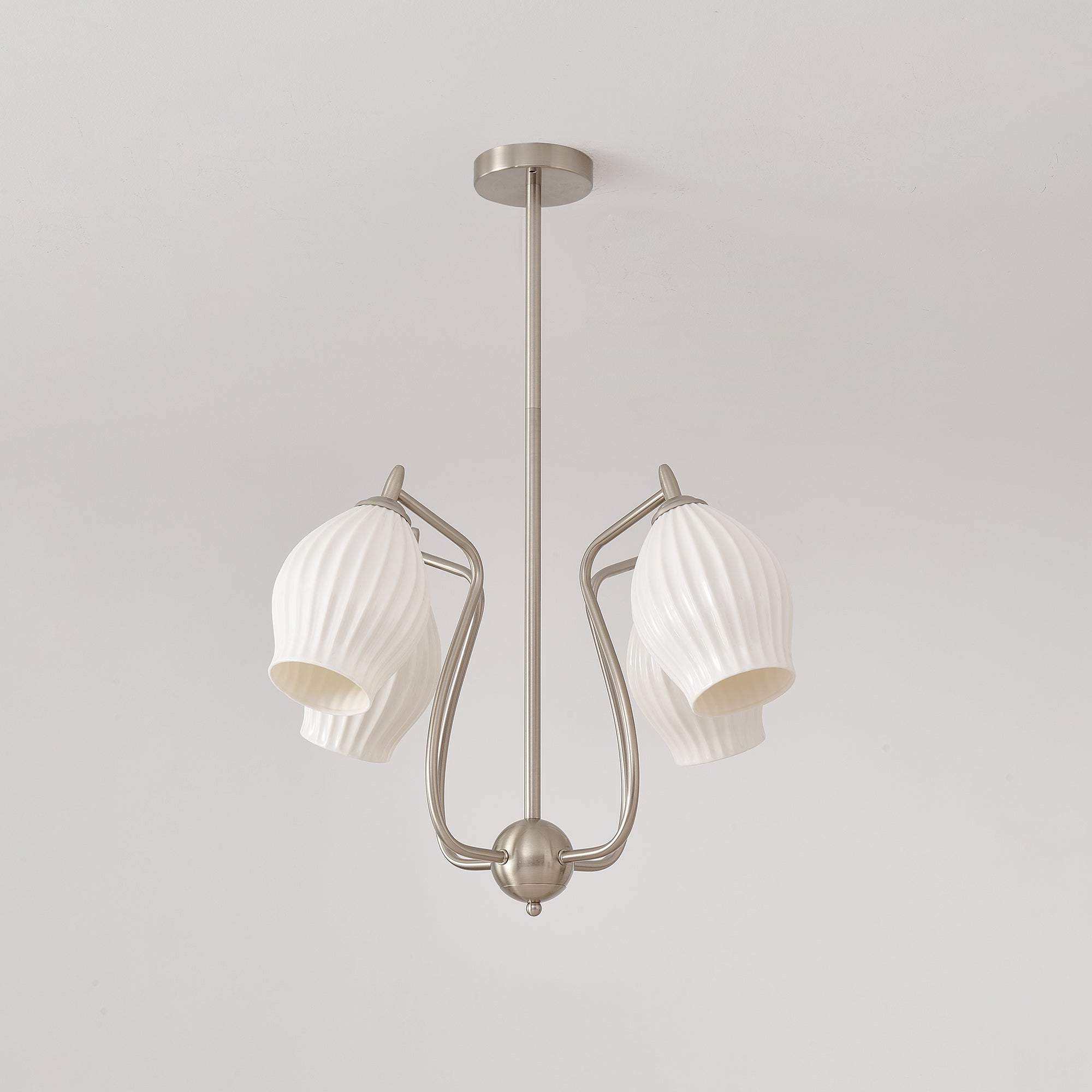 Pravin Chandelier Ceramic Ribbed Sculptural Glass Elegant