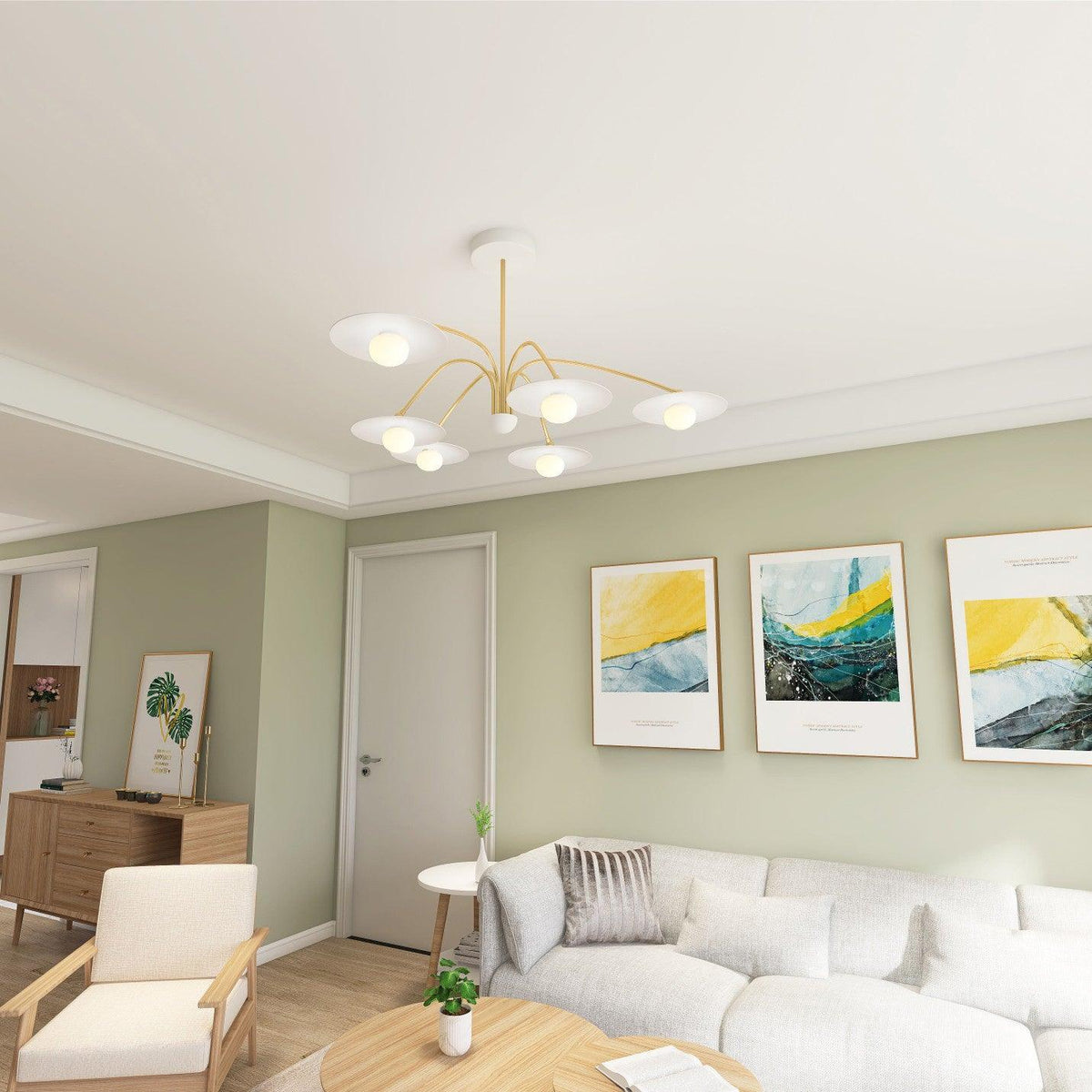 Lark Chandelier with Art Deco-Inspired Mushroom