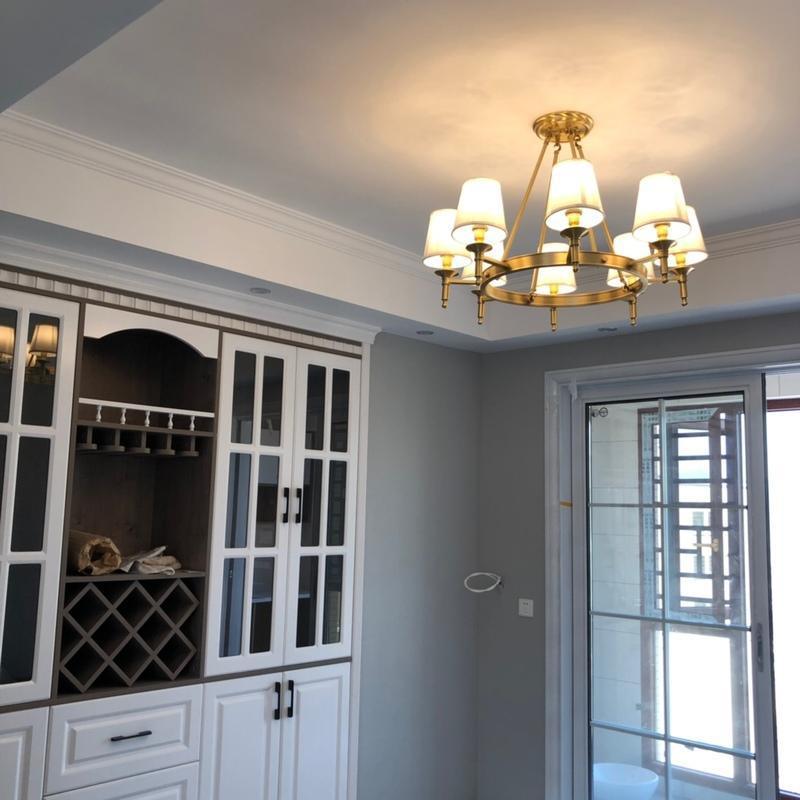 Dyvlen Chandelier Brass Linen Modern 8-Light