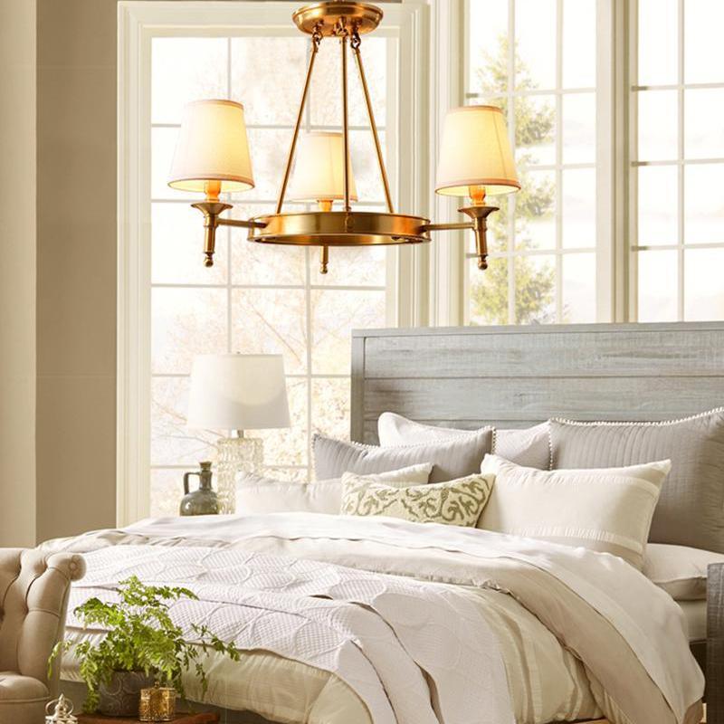Dyvlen Chandelier Brass Linen Modern 8-Light