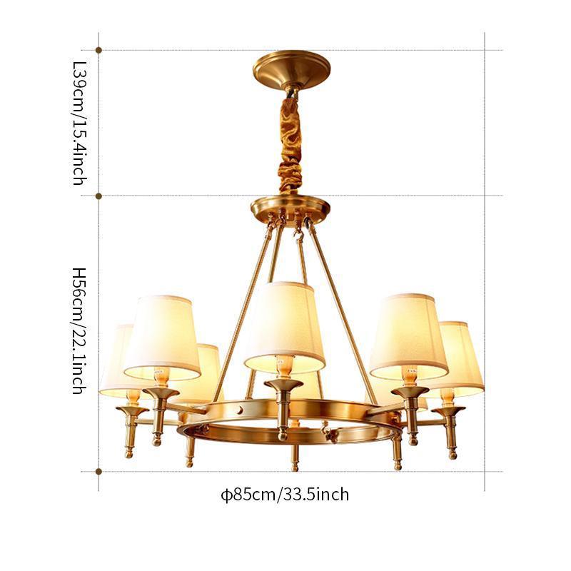 Dyvlen Chandelier Brass Linen Modern 8-Light