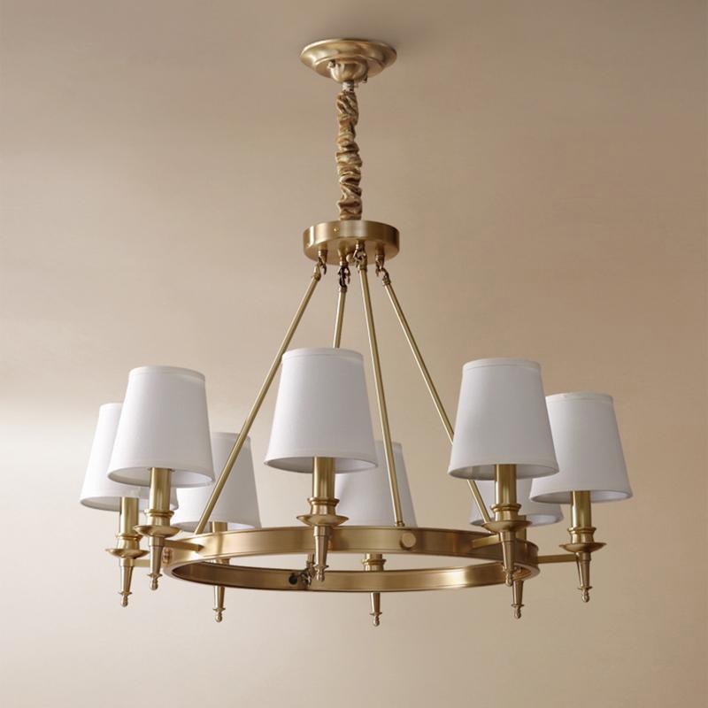 Dyvlen Chandelier Brass Linen Modern 8-Light