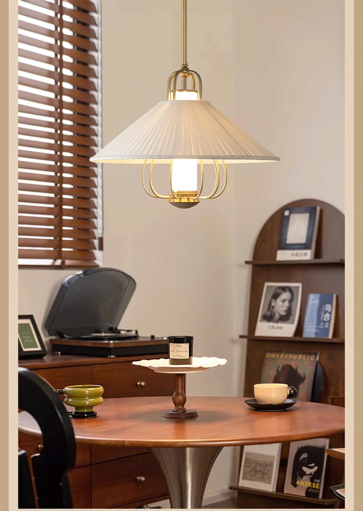 Solisiella Pendant Light Fabric Gold LED Dining