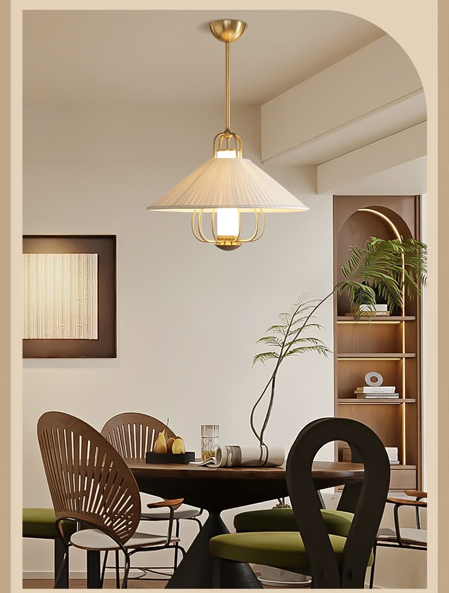 Solisiella Pendant Light Fabric Gold LED Dining