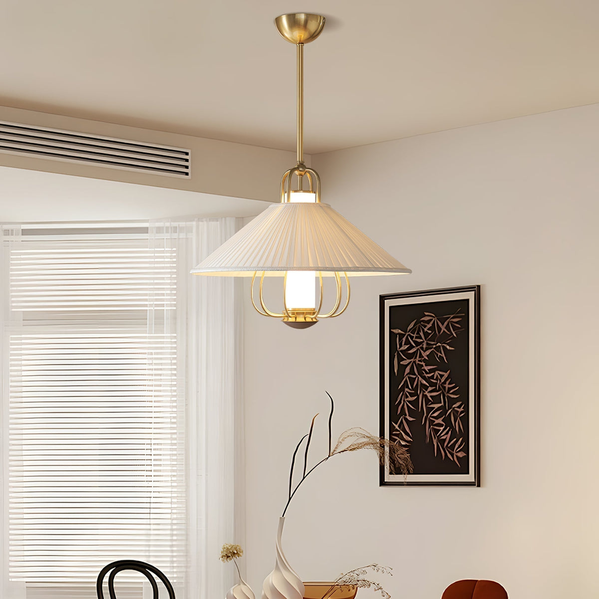 Solisiella Pendant Light Fabric Gold LED Dining