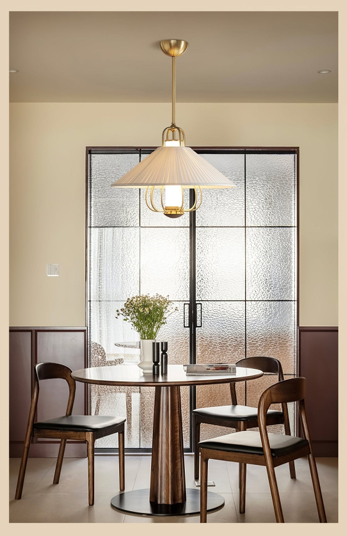 Solisiella Pendant Light Fabric Gold LED Dining
