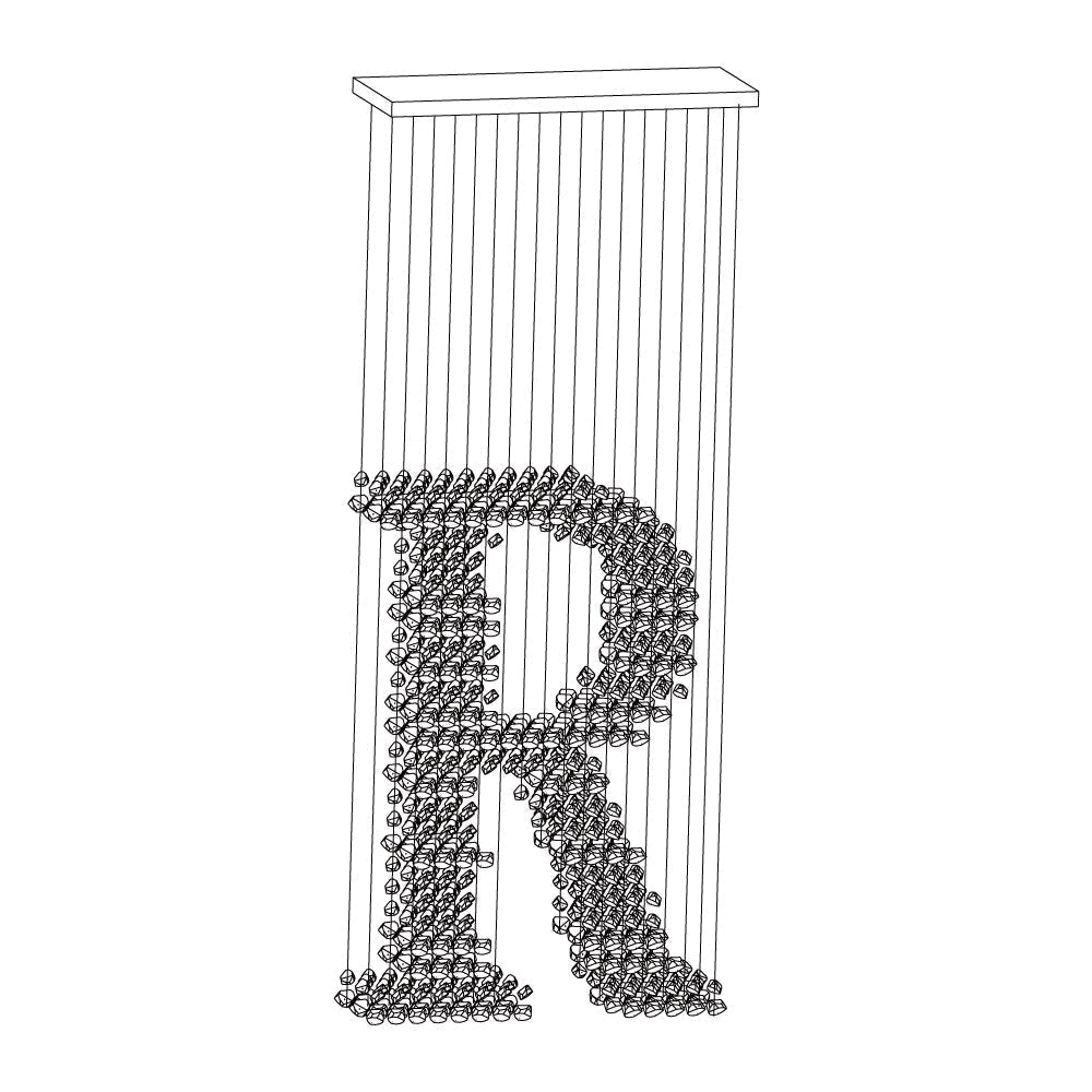 Marinelle Charcoal Stone Sculptural Chandelier Letter M to R