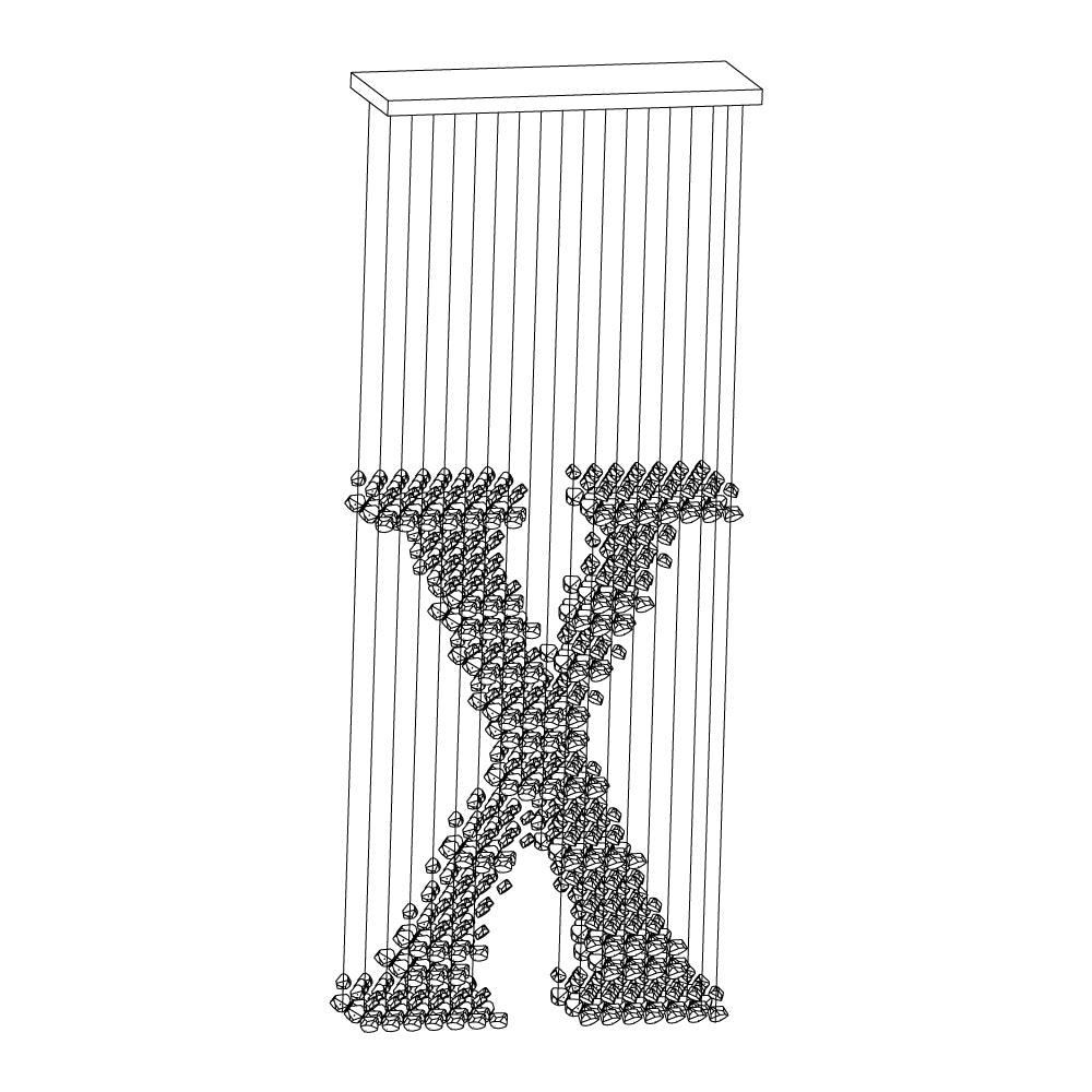 Selorella Charcoal Stone Sculptural Chandelier Letter S to Z