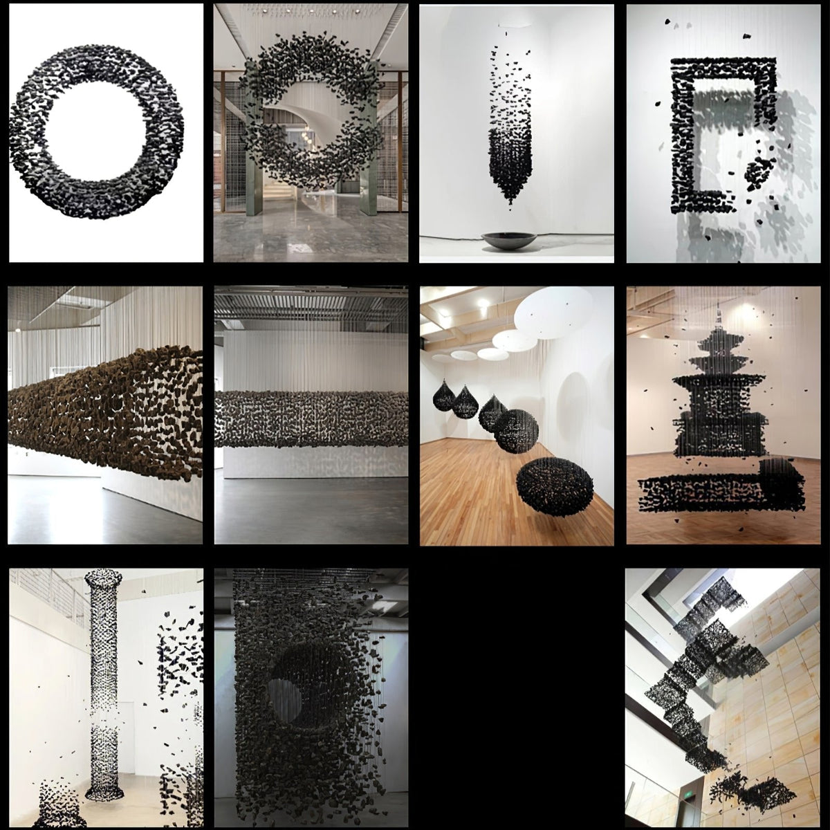 Selisaine Charcoal Stone Shape Hourglass Sculptural Chandelier