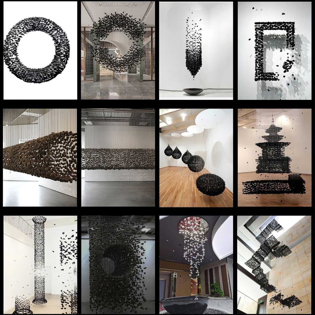 Arsilus Charcoal  Stone Sculptural Chandelier  Orbicular