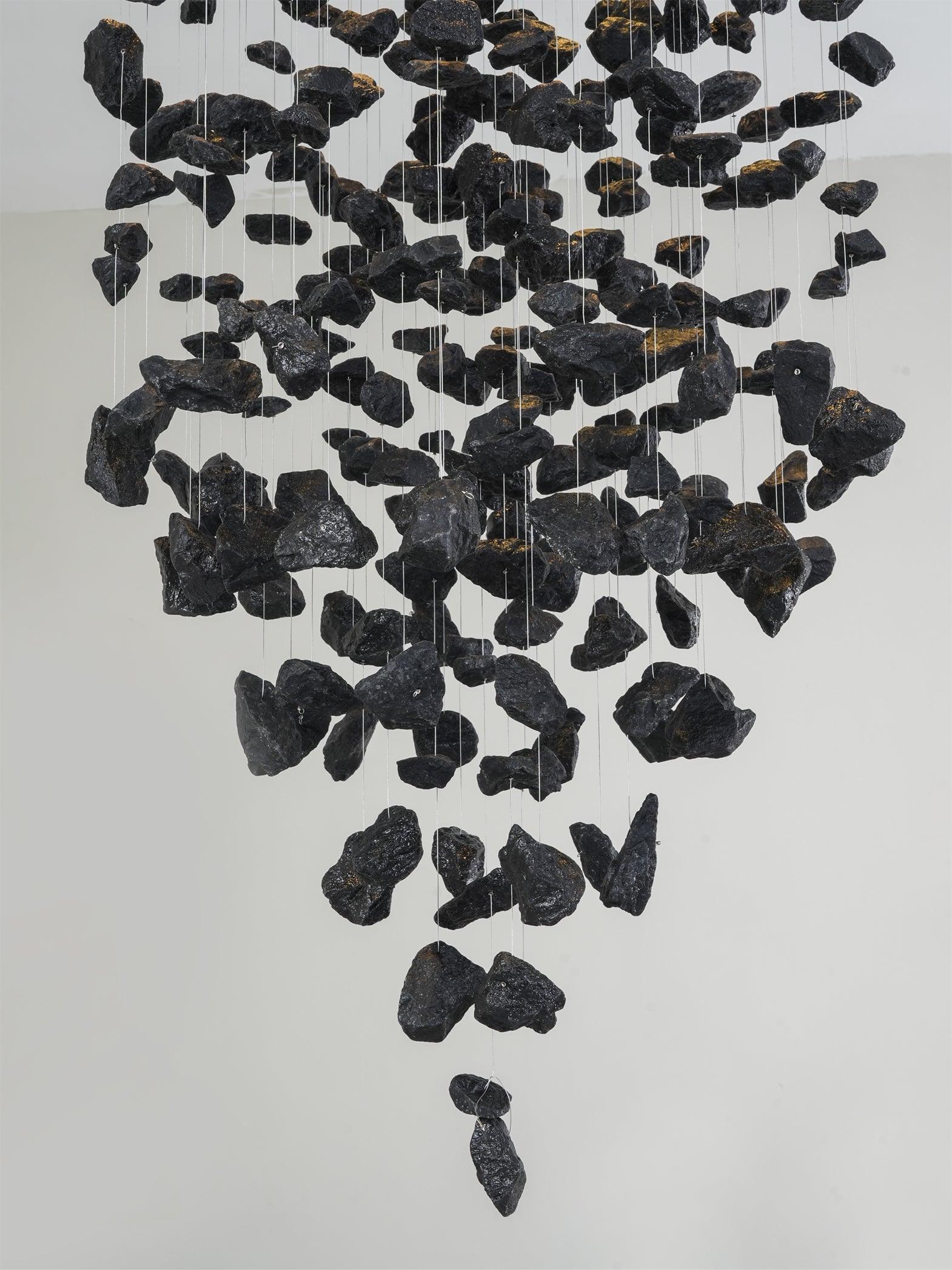 Marinelle Charcoal Stone Sculptural Chandelier Letter M to R