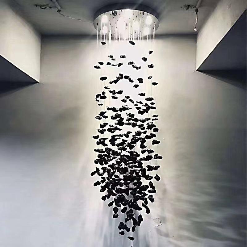 Seliian Charcoal Stone Sculptural Chandelier Letter G to L
