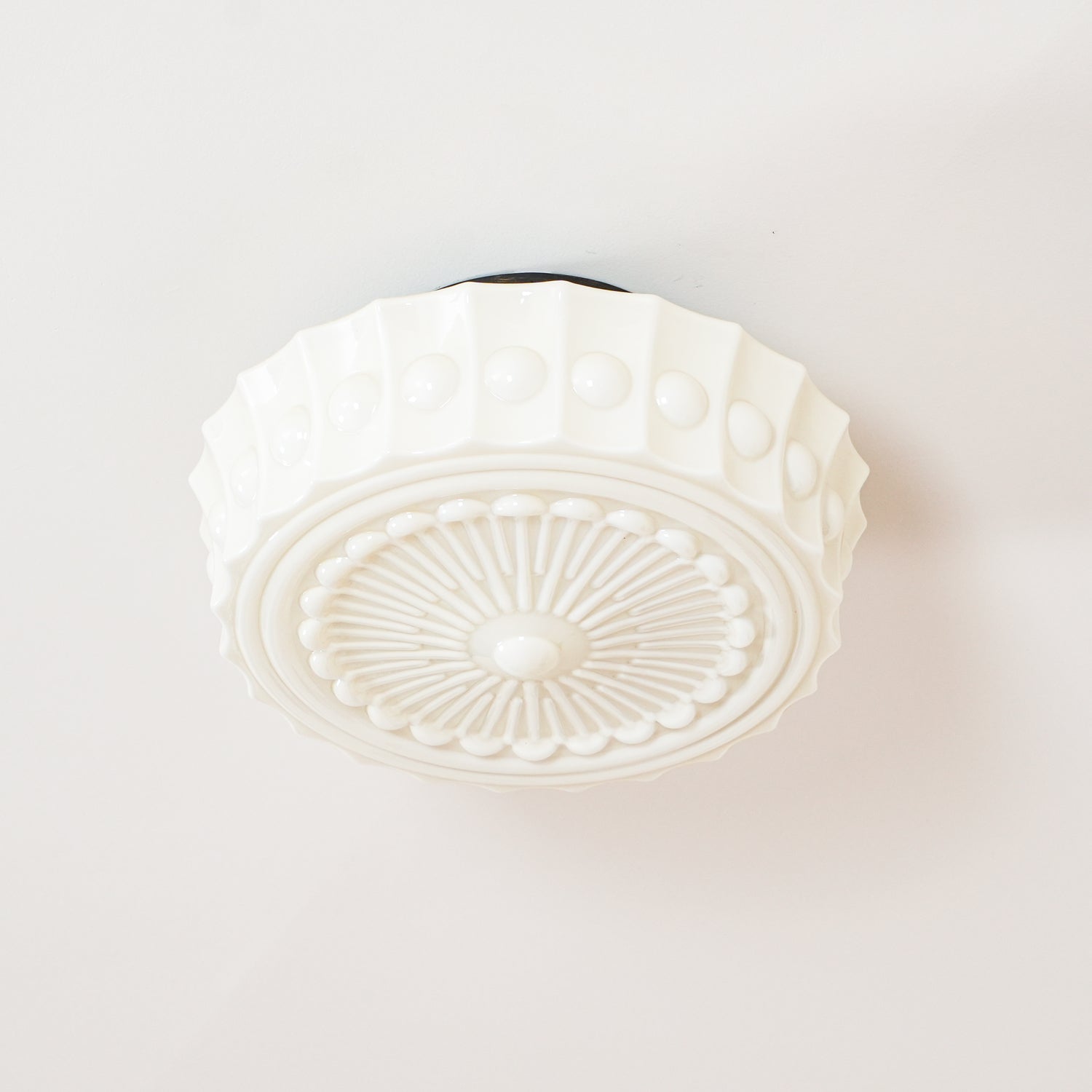 Solara Ceiling Lamp White Glass Floral for Living Room - Neutral Decor