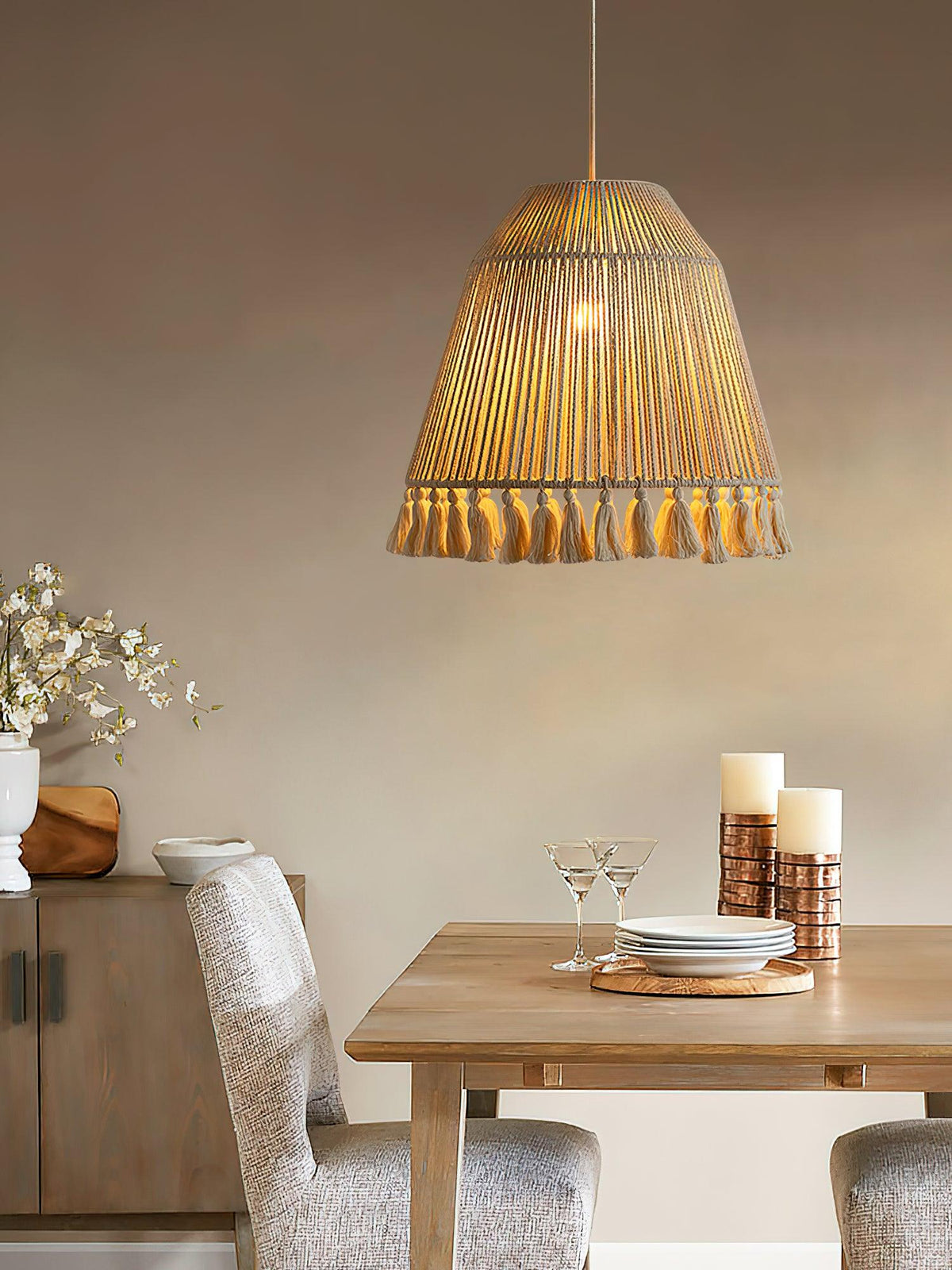 Hlugan Traditional Tassel Rope Pendant Light