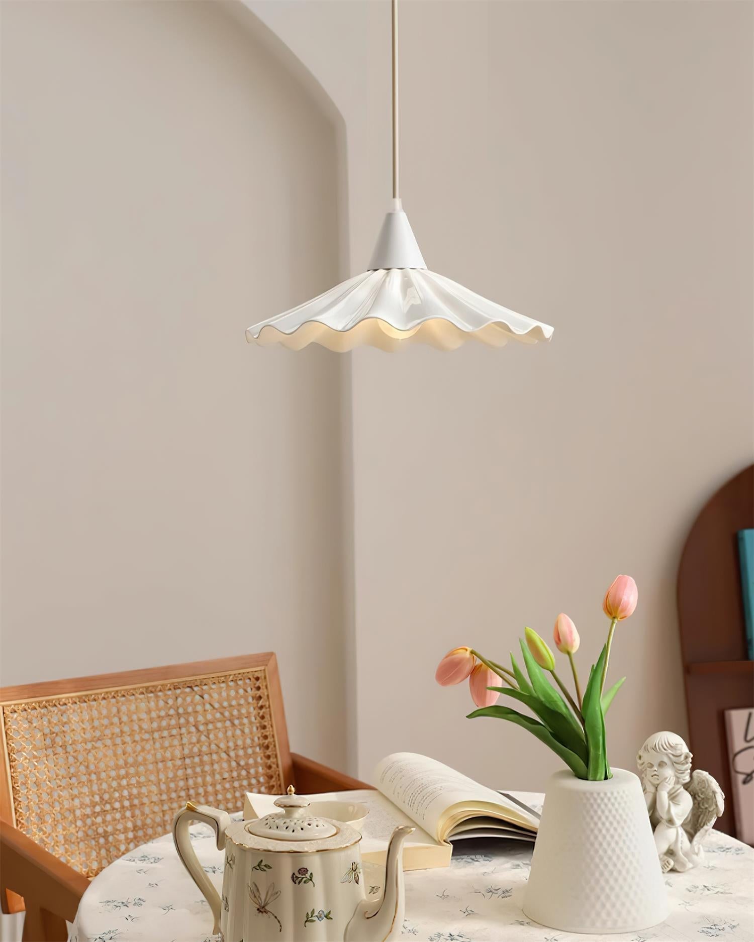 Rivora White Ceramic Pendant Light - Neutral Decor